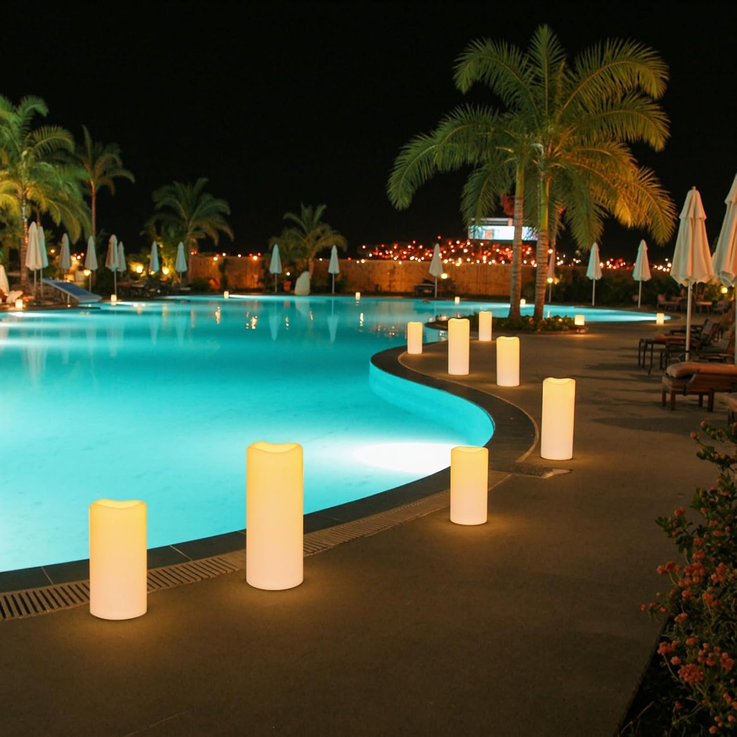 Eldnacele 8" 10"x4" Large Waterproof Outdoor Flameless Candles Remote Timer | Battery Operated Candles LED Flickering