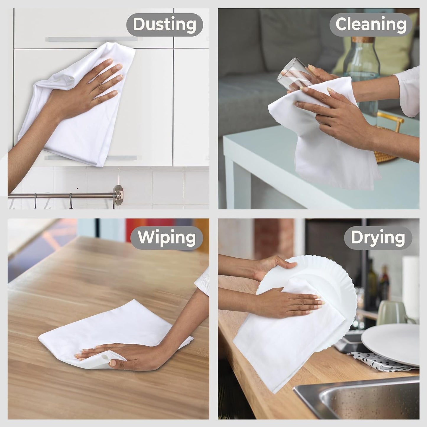 Urban Villa Flour Sack Kitchen Towels (27x27 Inches 12 Pack) Extra Large Premium White DishTowels 100% Cotton Flour
