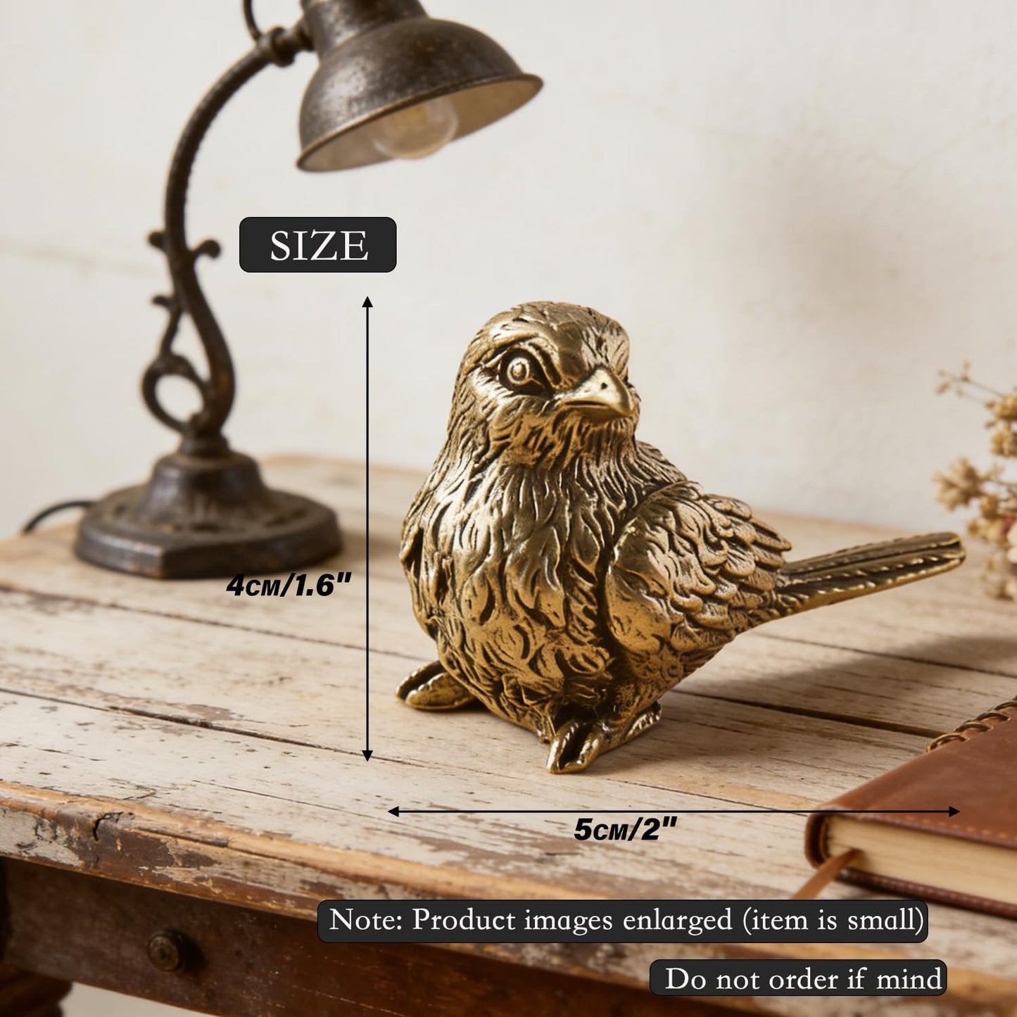 Small Brass Metal Statue / Sparrow