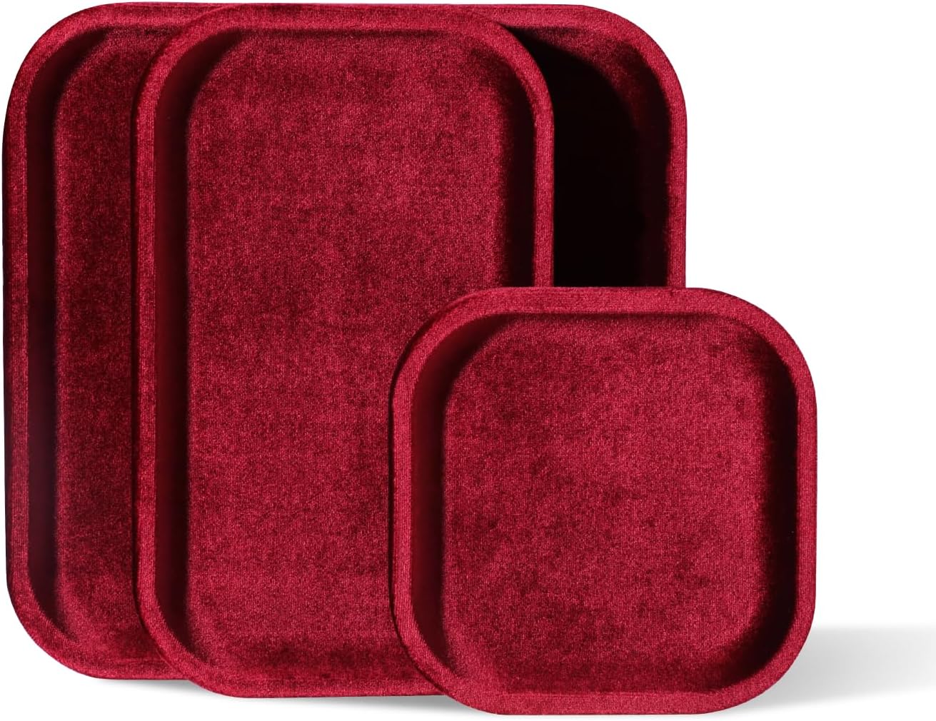 Resilient Velvet Jewelry Display Tray for Ring Earrings Bracelet Necklace / Red / 7.9 x 4.7