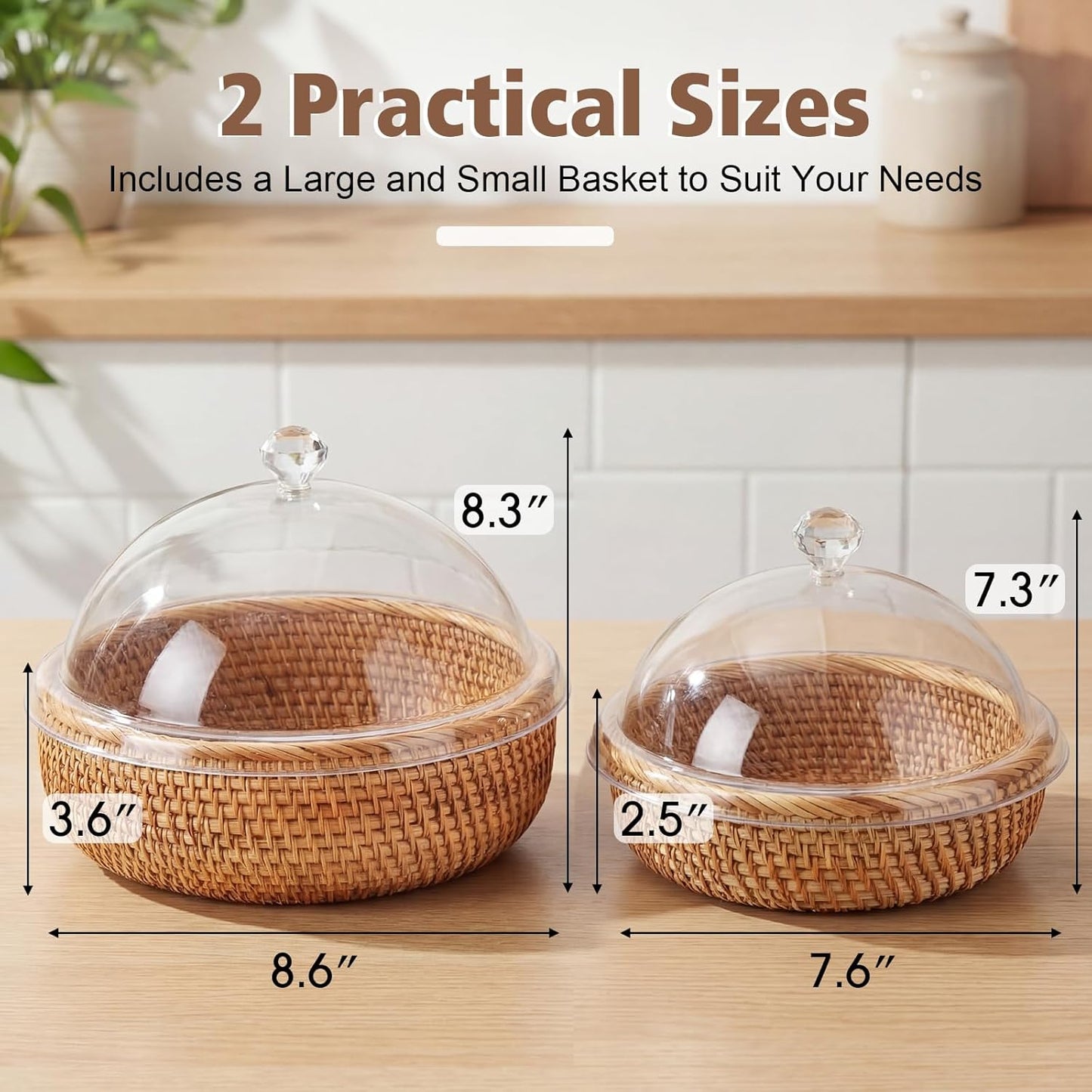 Rattan Bread Baskets / Natural / Set of 2