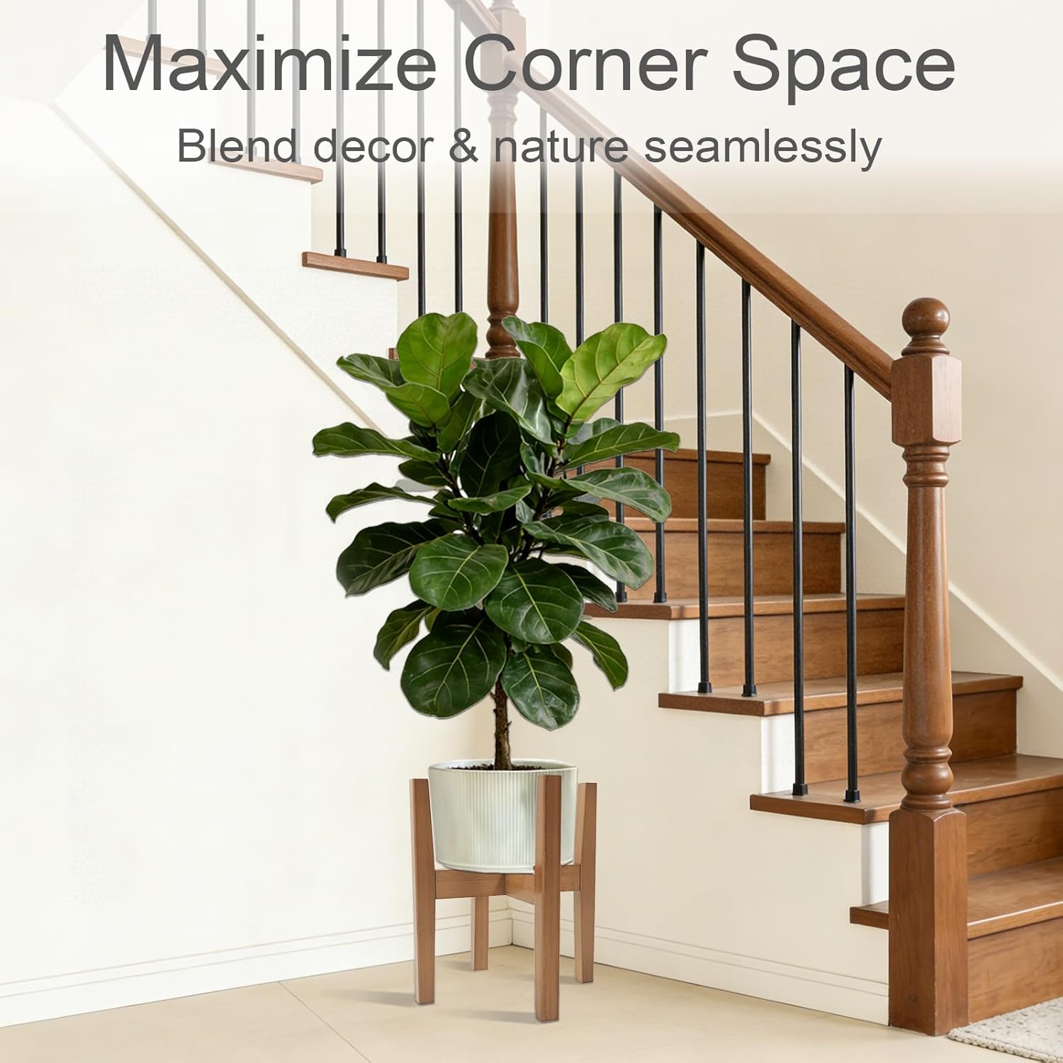 Bamboo Plant Stand Indoor / Natural / 12 Inch