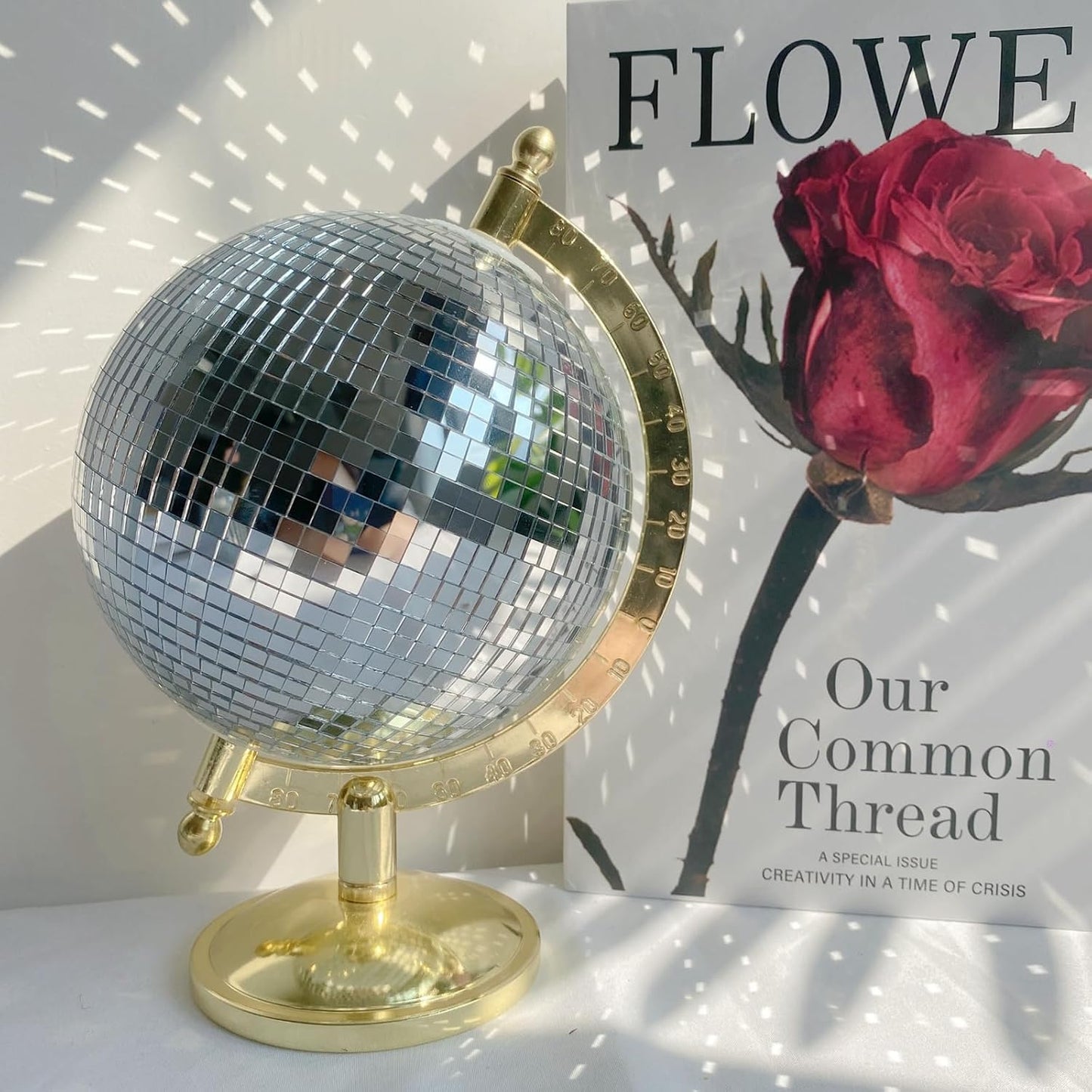 Disco Ball Globe Home Decor Statues Tabletop Art Sculpture Gold Discoball / Bright Gold / 6inch