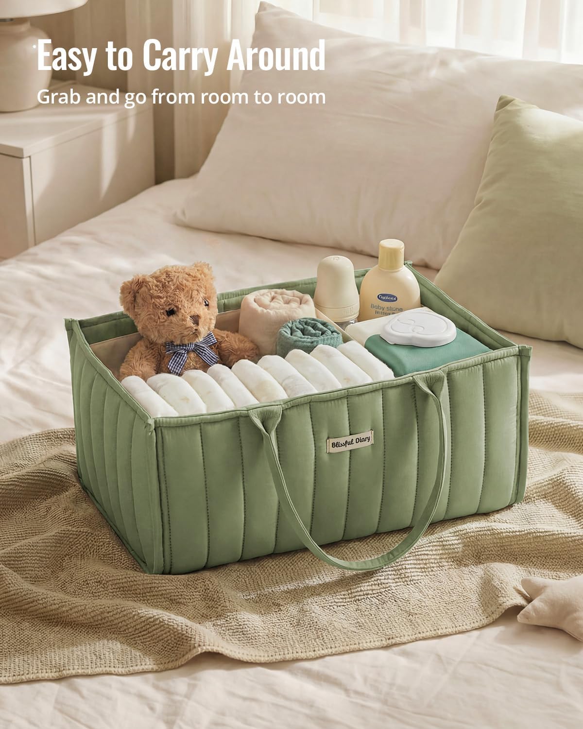 Baby Diaper Caddy Organizer / Sage Green