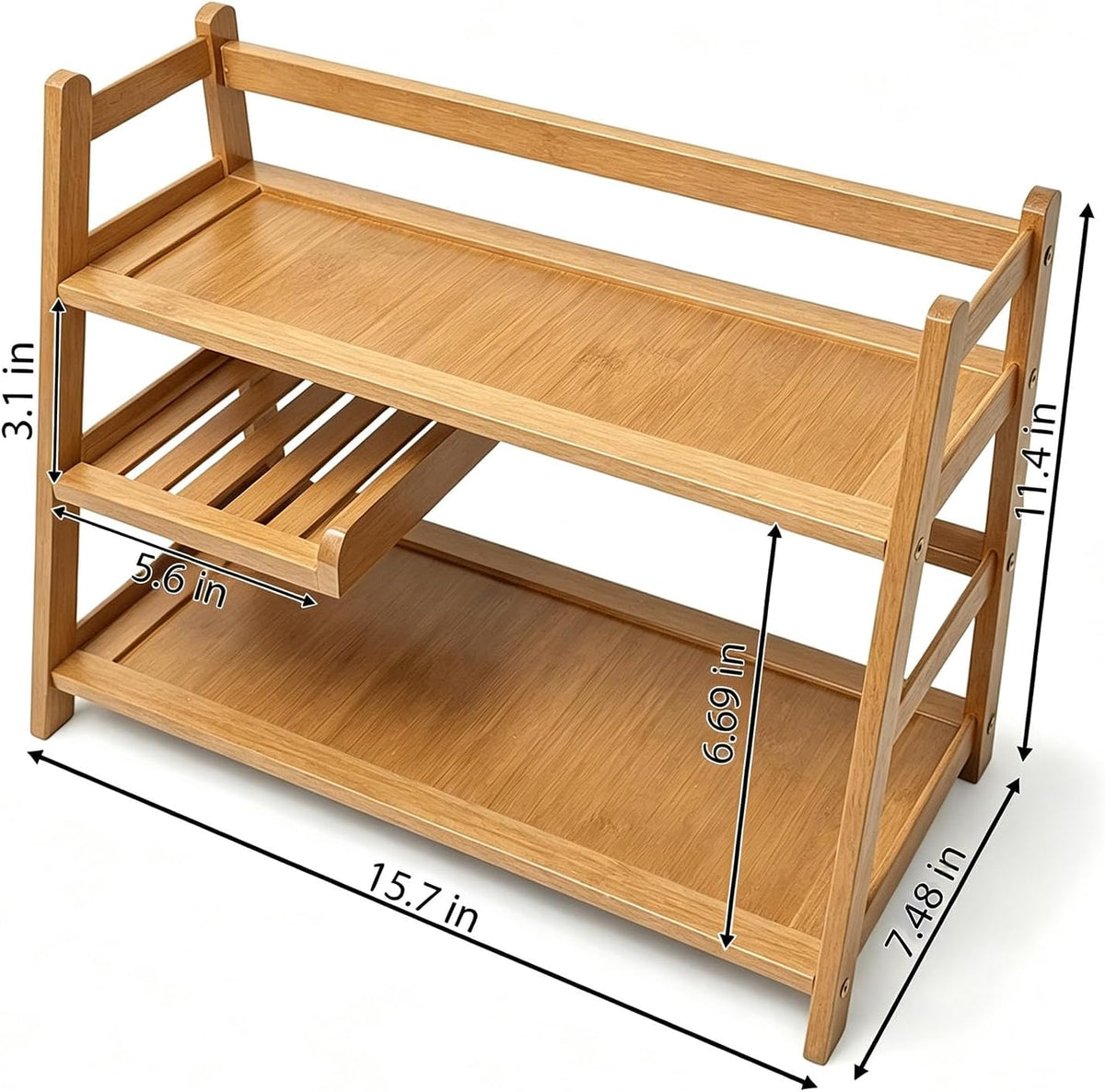 3 Tier Bamboo Matcha Station, coffee station organizer Shelf | for Kitchen Countertop, Tea Bar - Matcha Powder, Tools &