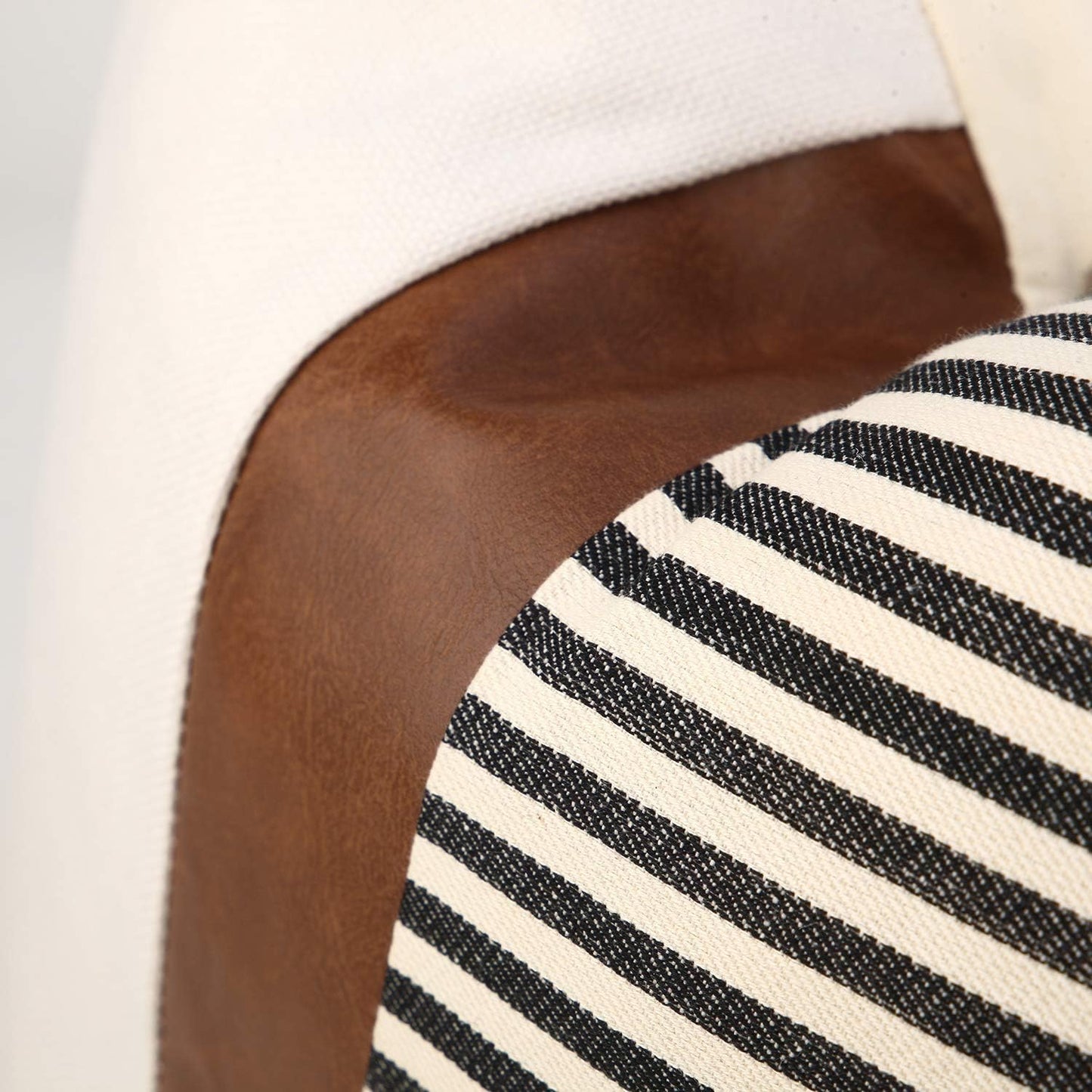 Modern Brown Faux Leather Accent Pillow Covers / Black / 18 x 18 / Set of 2