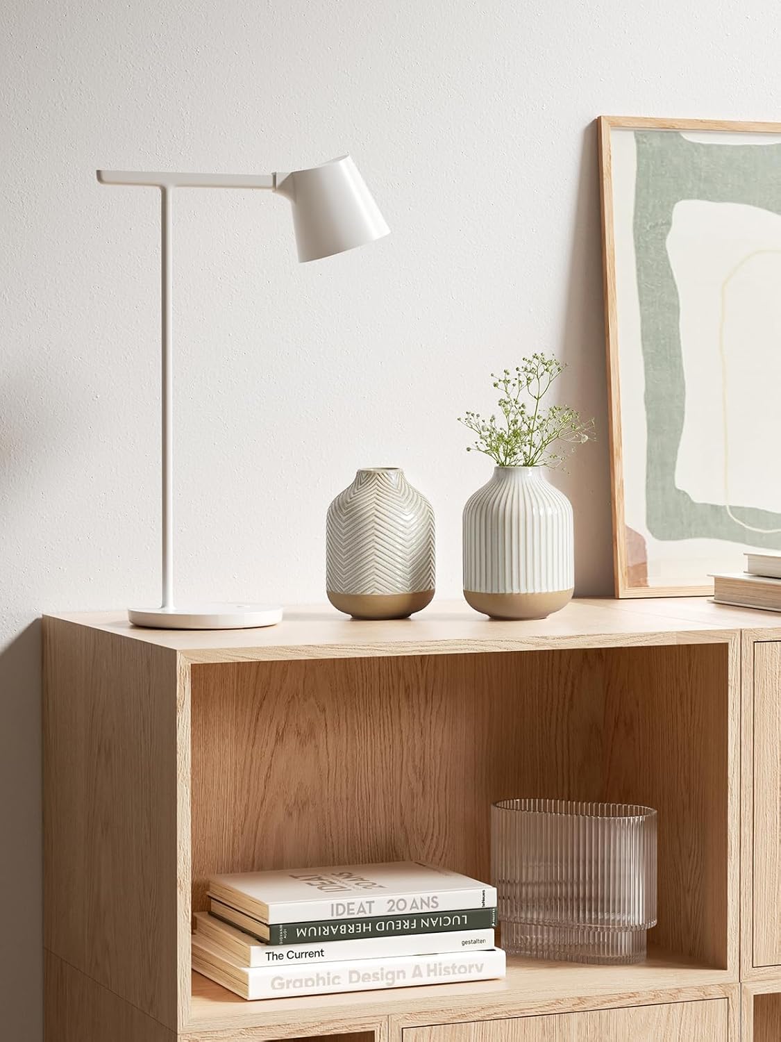 Rustic Vase / Lines / White / 5.3 Inch