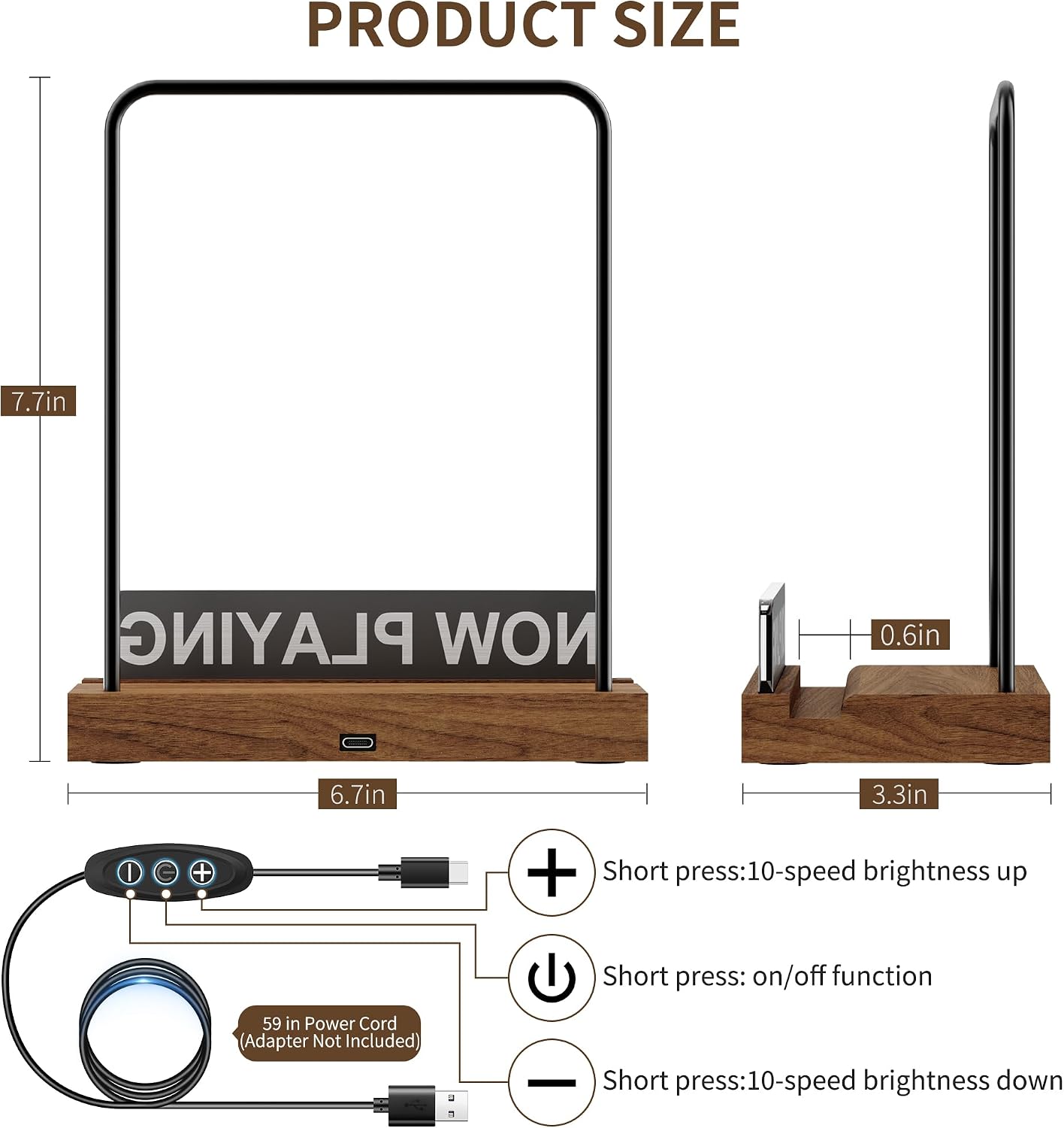 Now Playing Vinyl Record Stand , Light Up Album Display Holder , Vinyl Record Display , Album Player Stand with