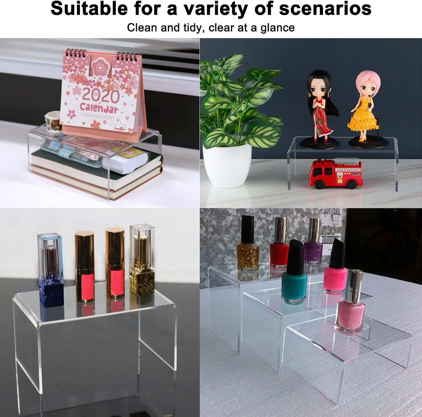 Acrylic Display Risers Product Stand / 4 x 5 x 6 / Clear Risers / Set of 2