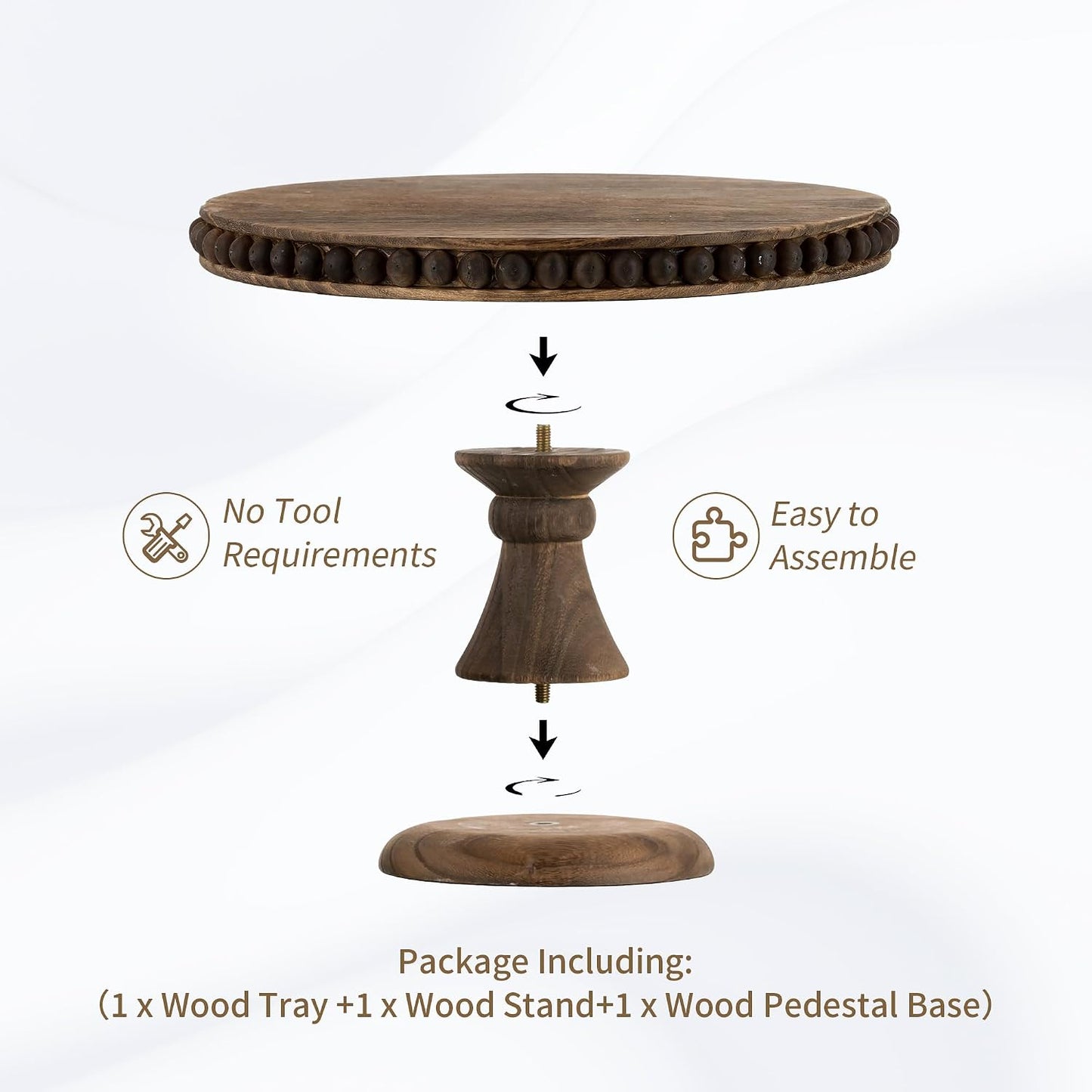 Round Wood Cake Stand / Brown-11.81 / 12 Inch