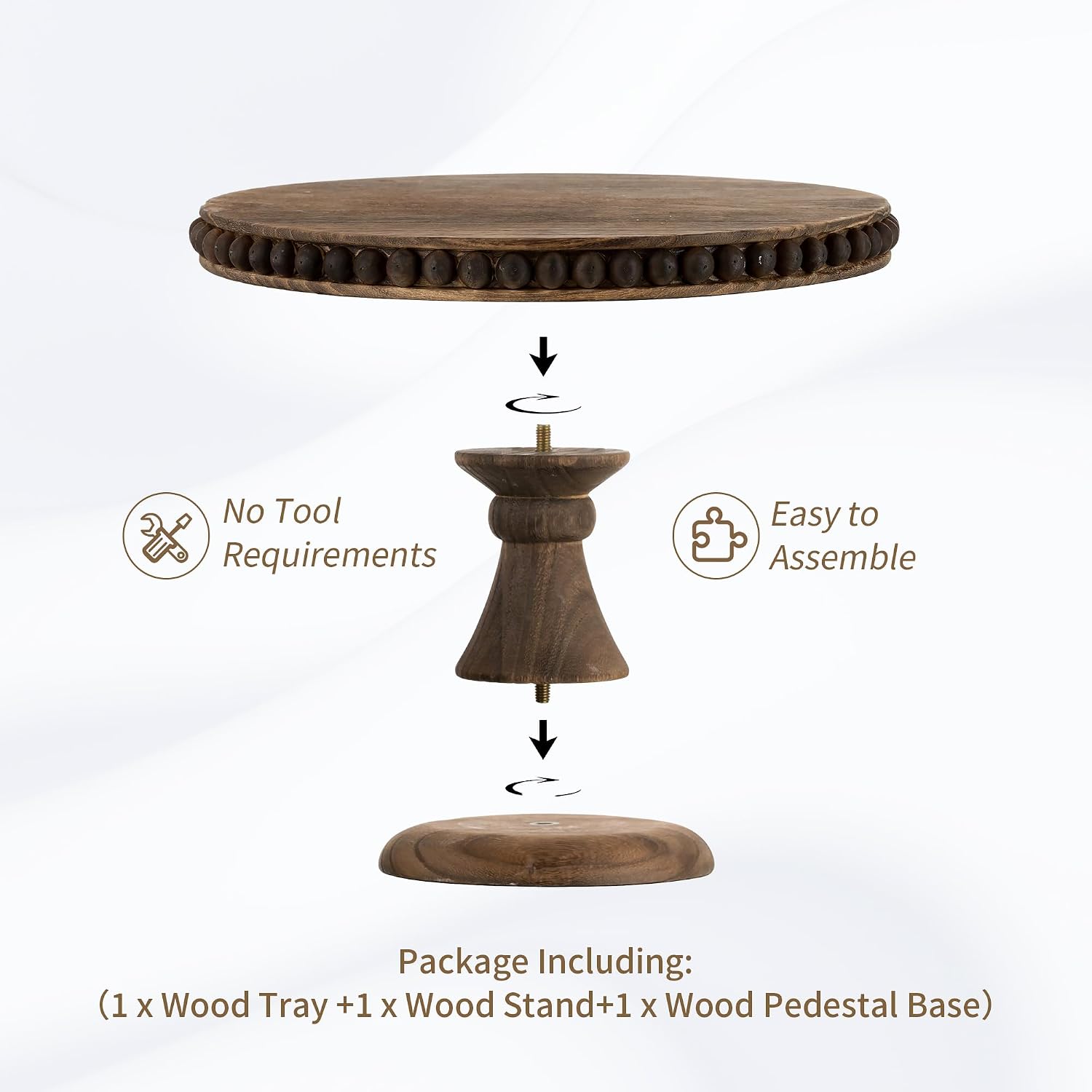 Round Wood Cake Stand / Brown-11.81 / 12 Inch