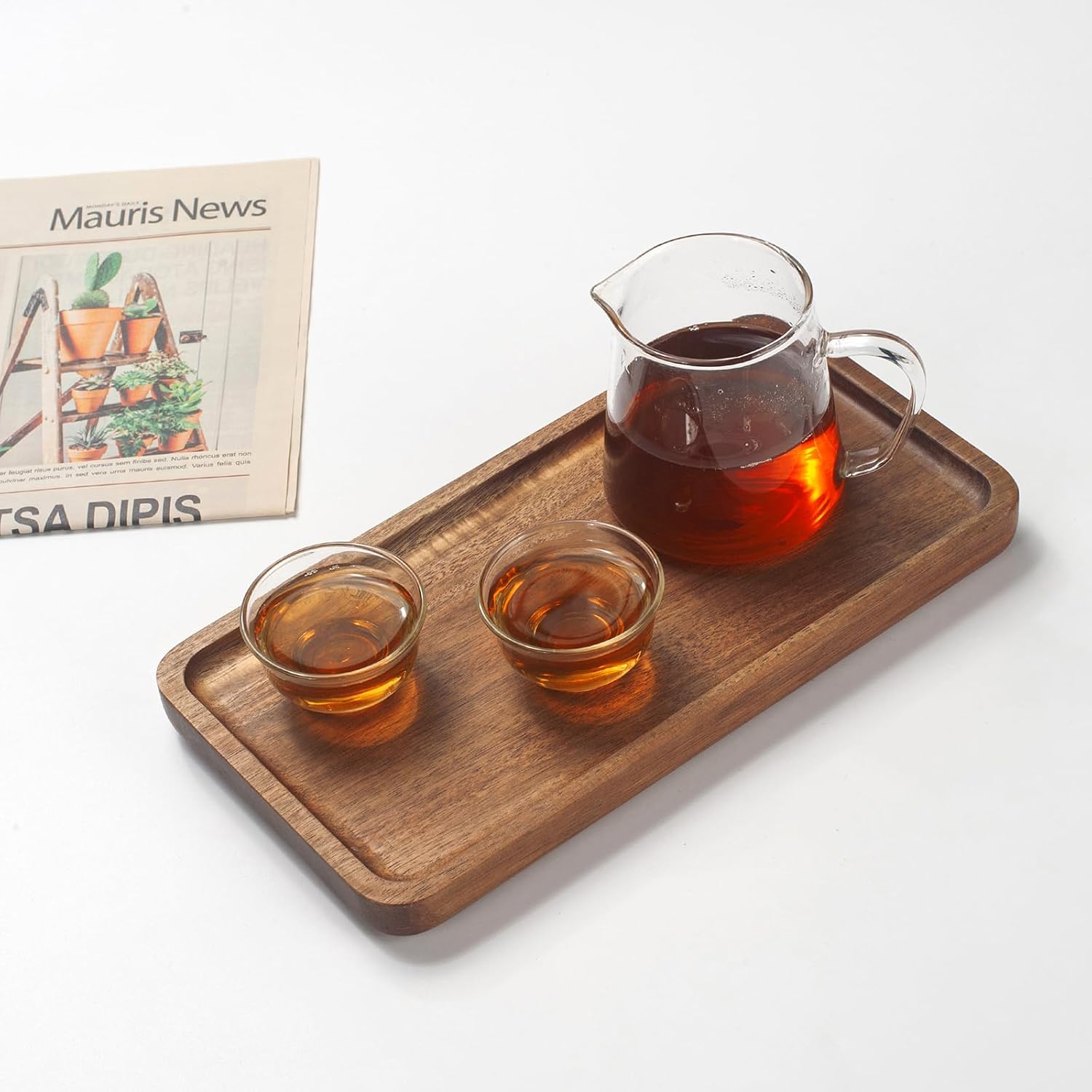 Wood Bathroom Tray for Organizing and Home Decor / 9.8 x 5.1 x 0.8