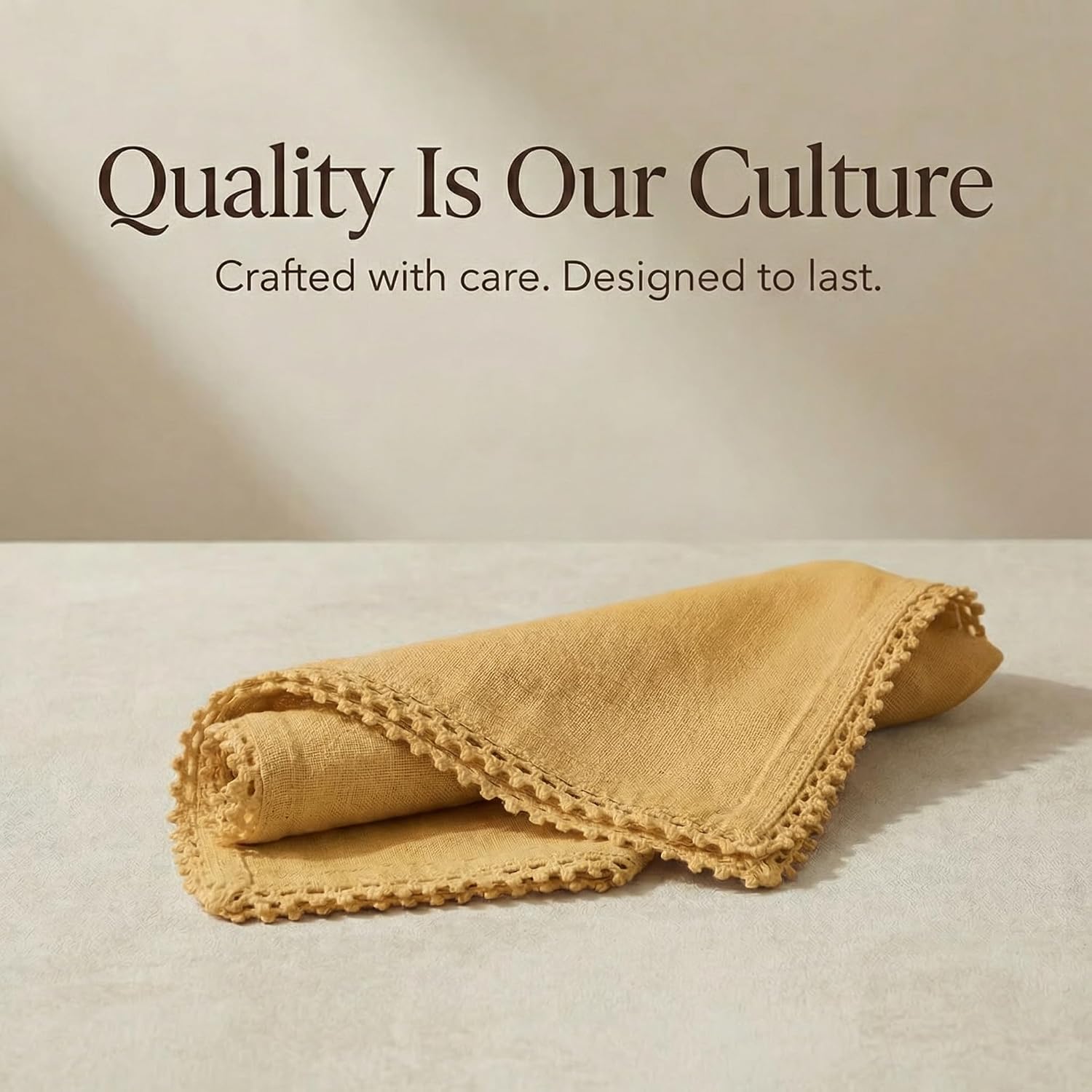 ACCENTHOME Mustard Set of 12 18x18 inch Cotton Linen Dinner Napkins | Cotton Linen Blend Napkins, Machine Wash On
