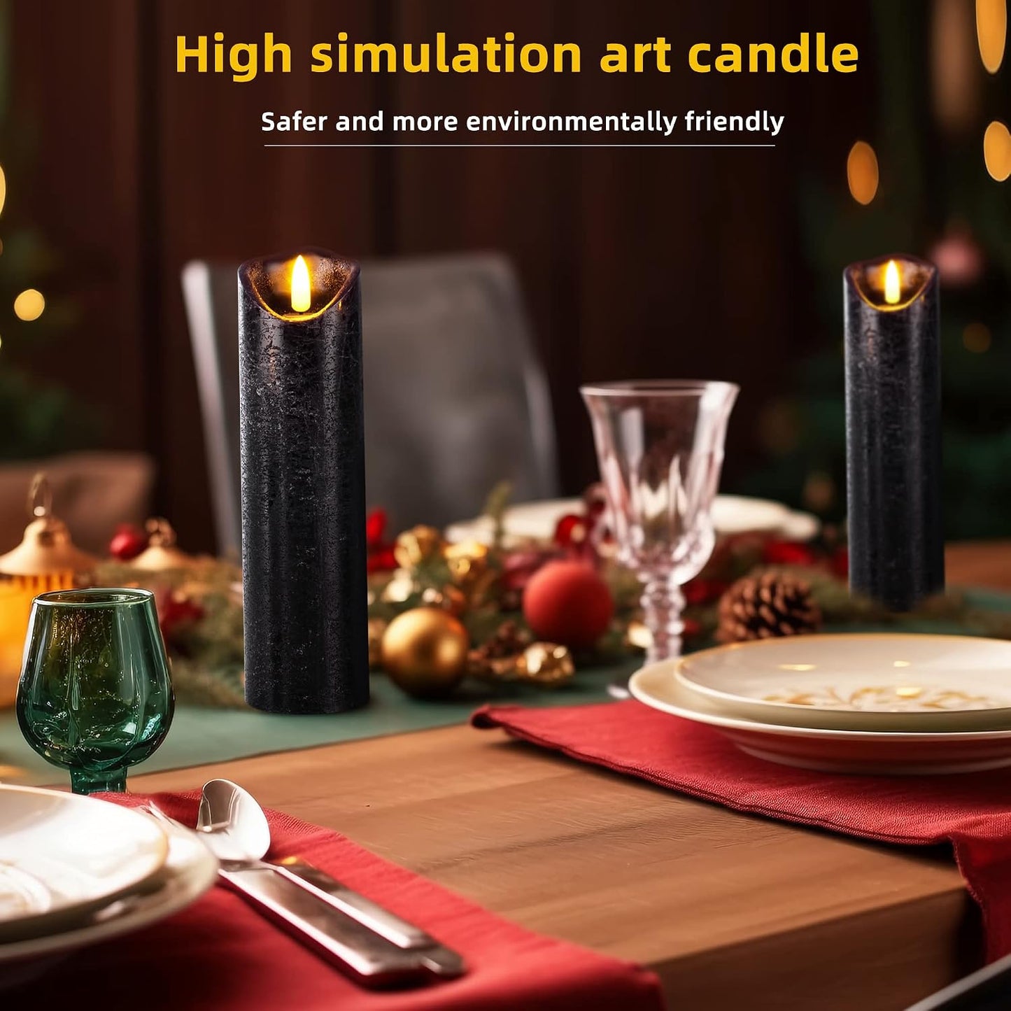 Hausware Set of 9 Flameless Candles Battery Operated LED Real Wax Flickering Electric Candles with Remote Control Timer