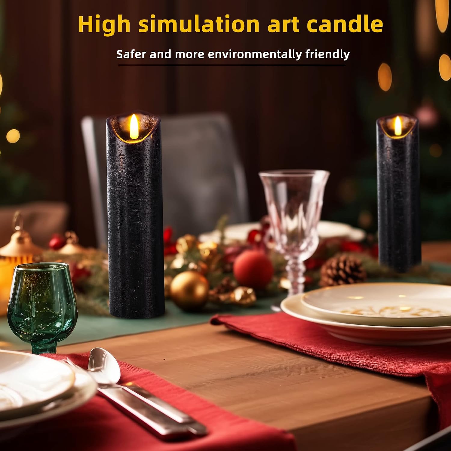 Hausware Set of 9 Flameless Candles Battery Operated LED Real Wax Flickering Electric Candles with Remote Control Timer