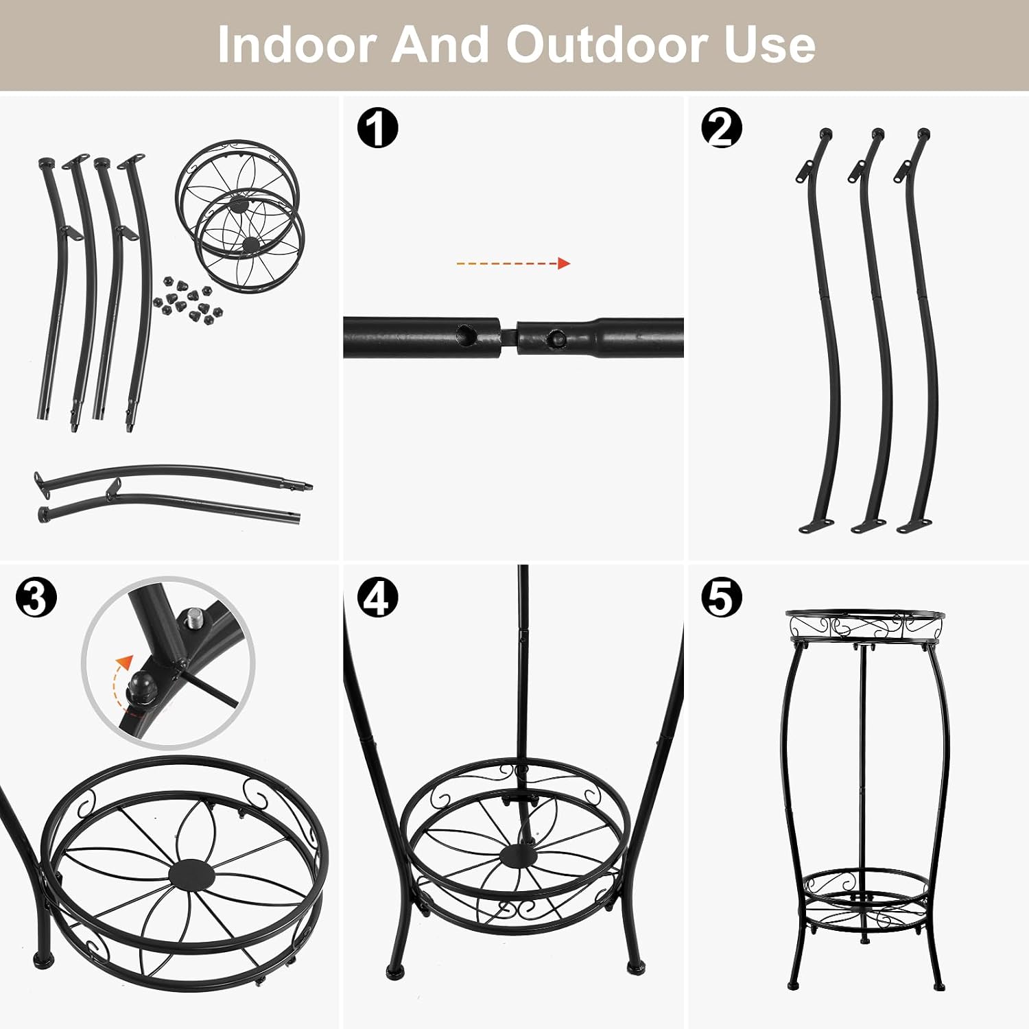 Plant Stand Indoor Outdoor 27.1'', 2 Tier Tall Metal Plant Stands, Heavy Duty Rustproof Corner Flower Potted Rack for
