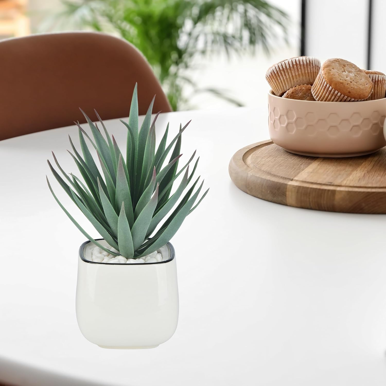 Small Fake Plants Mini Succulent Agave Faux Plants Indoor for Boho Bathroom Decor