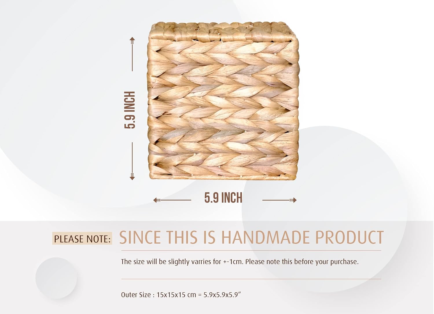 Seagrass Tissue Box Cover / Square / Brown