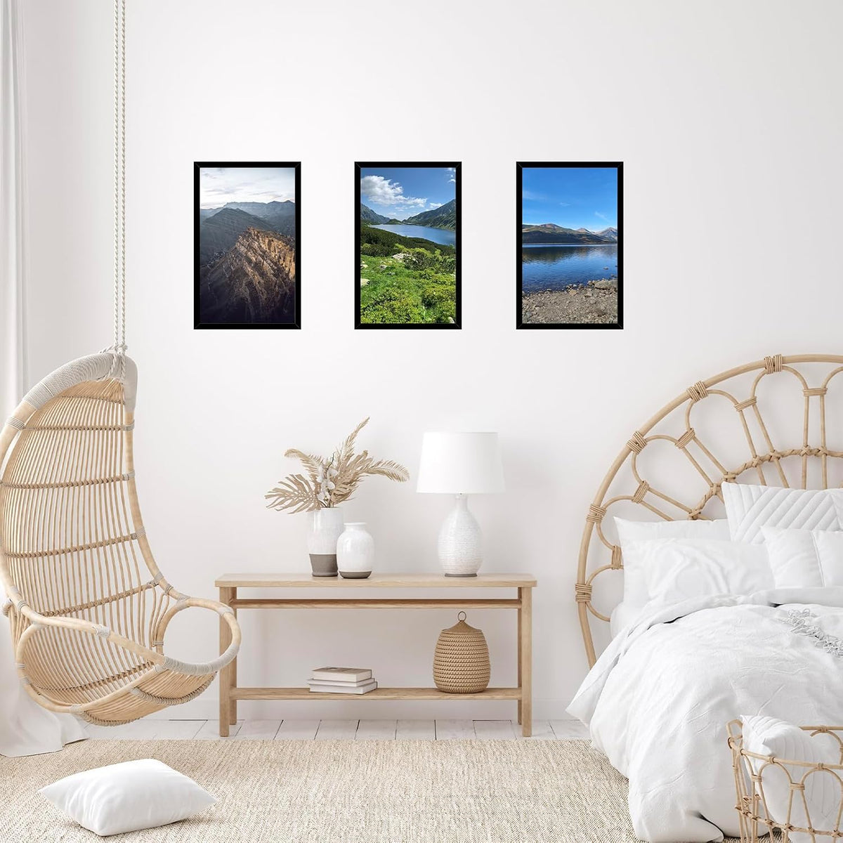 JCJMY 12x20 Picture Frame Set of 4 Black for Poster Photo Picture, Horizontal and Vertical Formats for Wall Hanging, 12