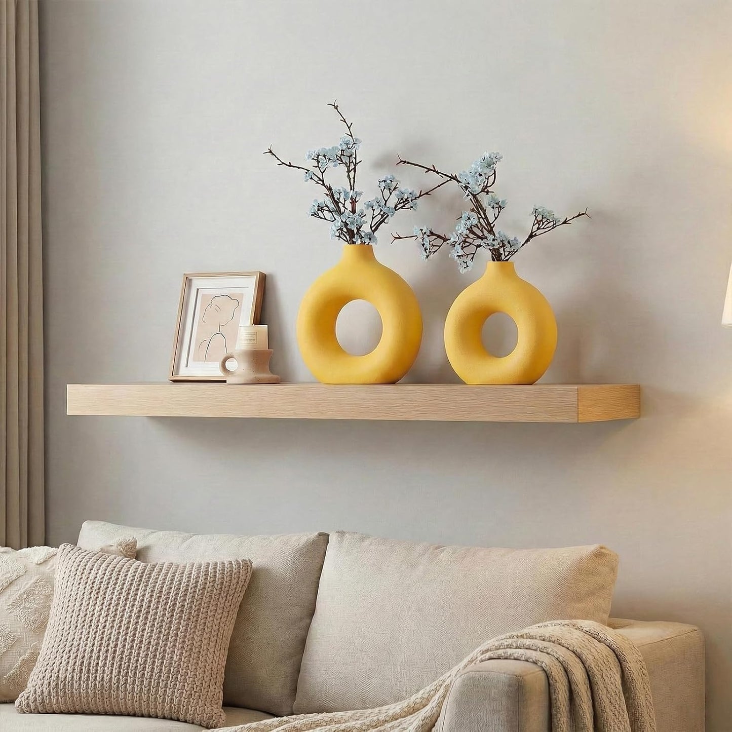Modern Matte Ceramic Vases for Entryway Living Room / Yellow / Set of 2