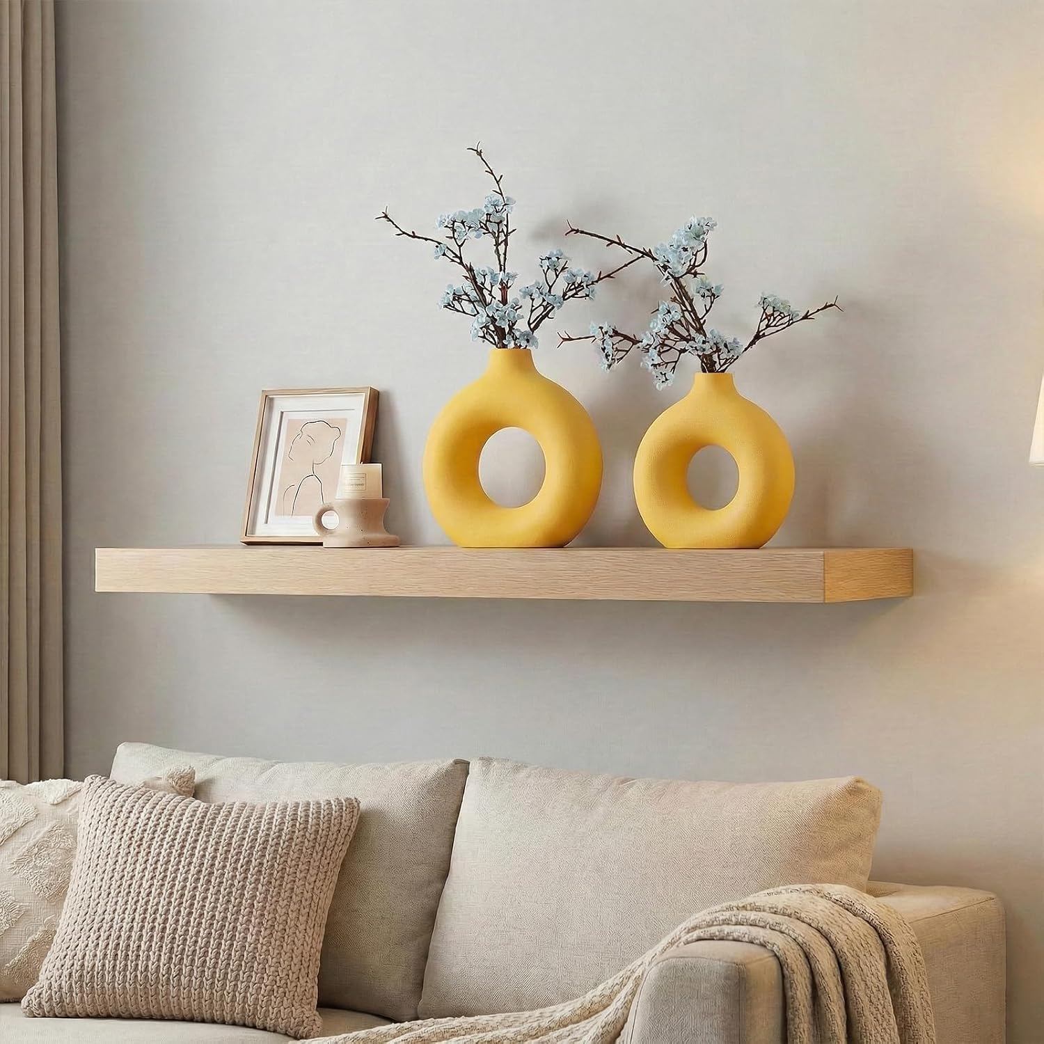 Modern Matte Ceramic Vases for Entryway Living Room / Yellow / Set of 2