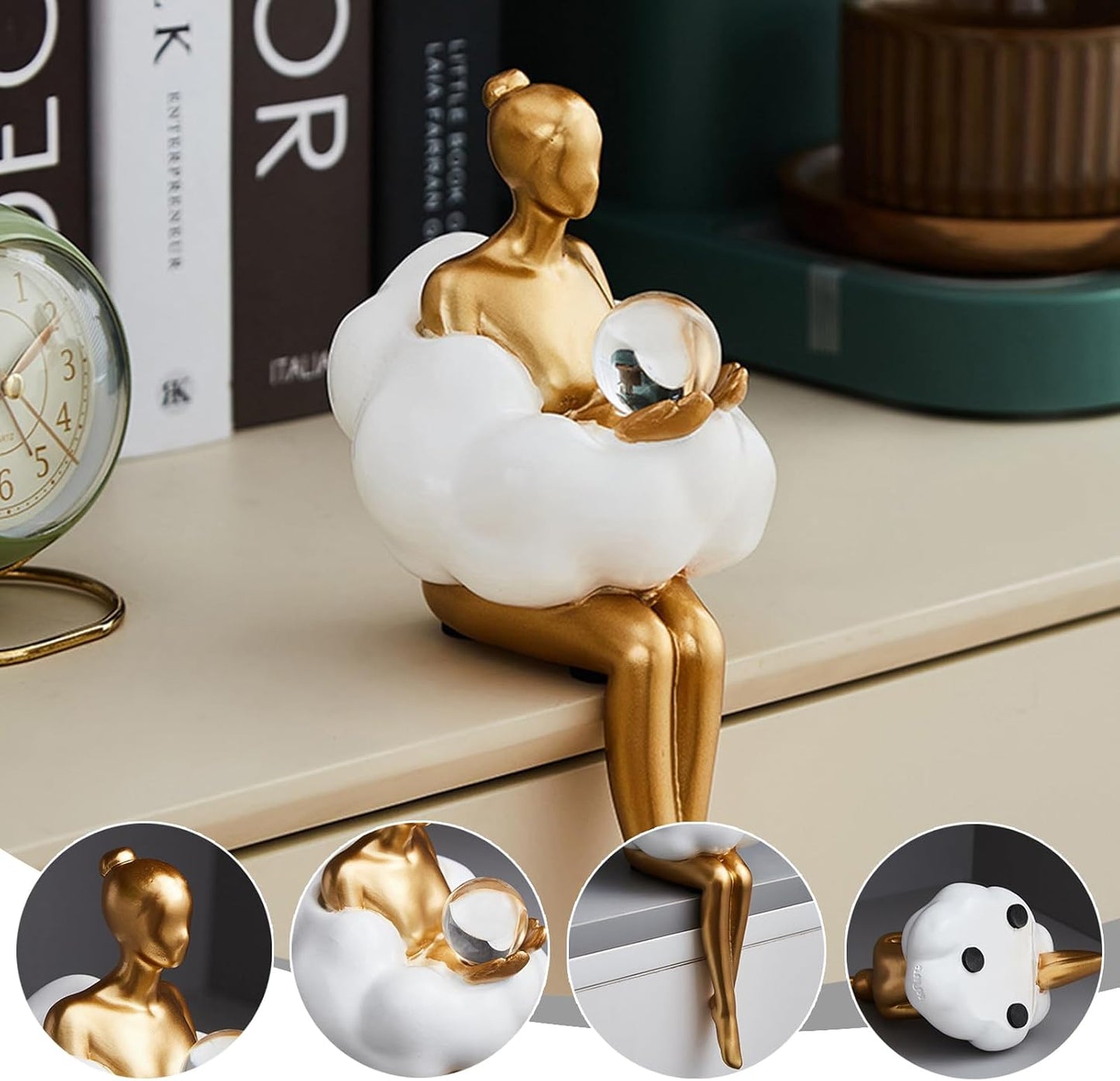 Modern Bookshelf Figurines Accent Decorations / Gold