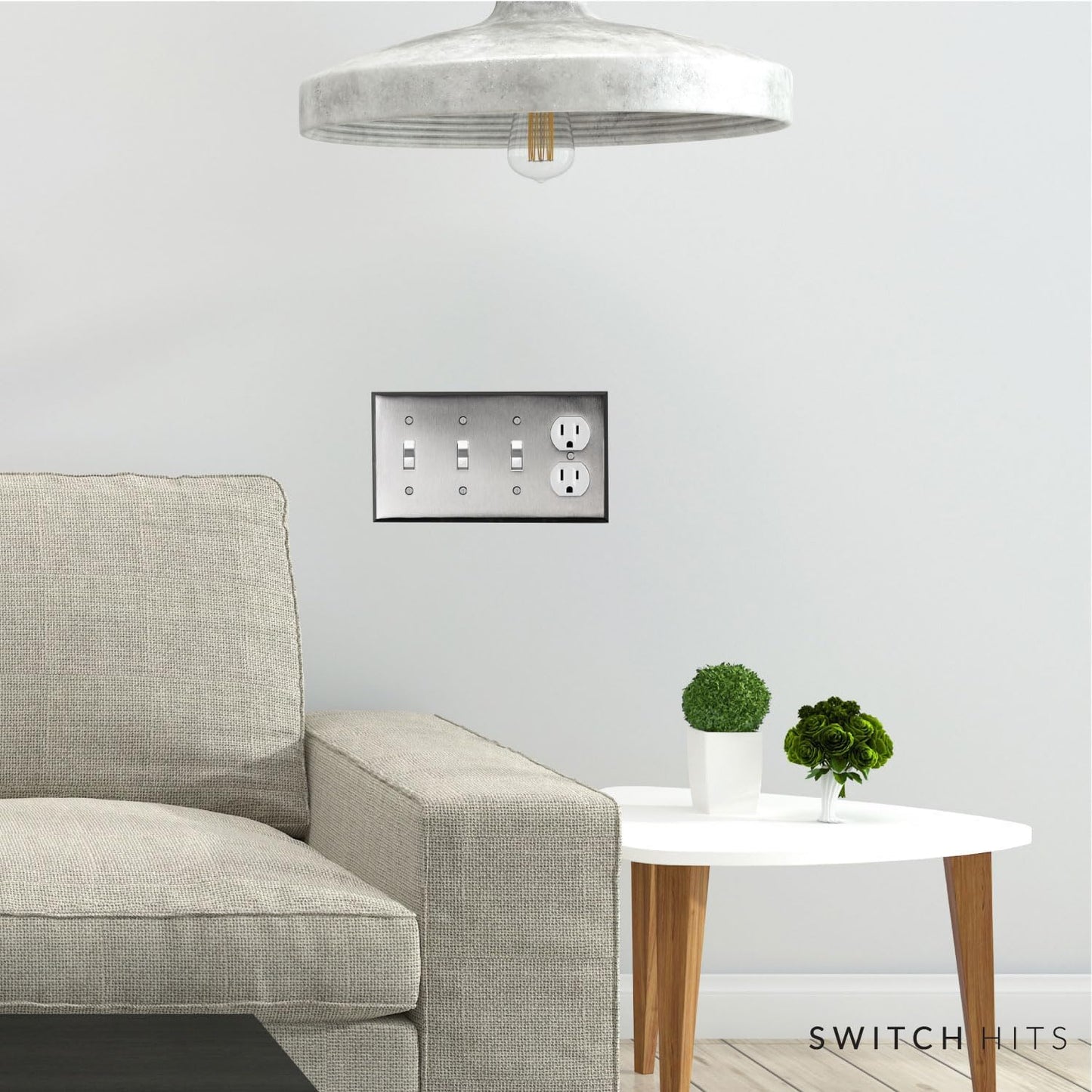 Satin Nickel Outlet Wall Plate | 3 Toggle - 1 Duplex | 8.25" x 4.5" | Hand-Polished Brass Construction | Electrical