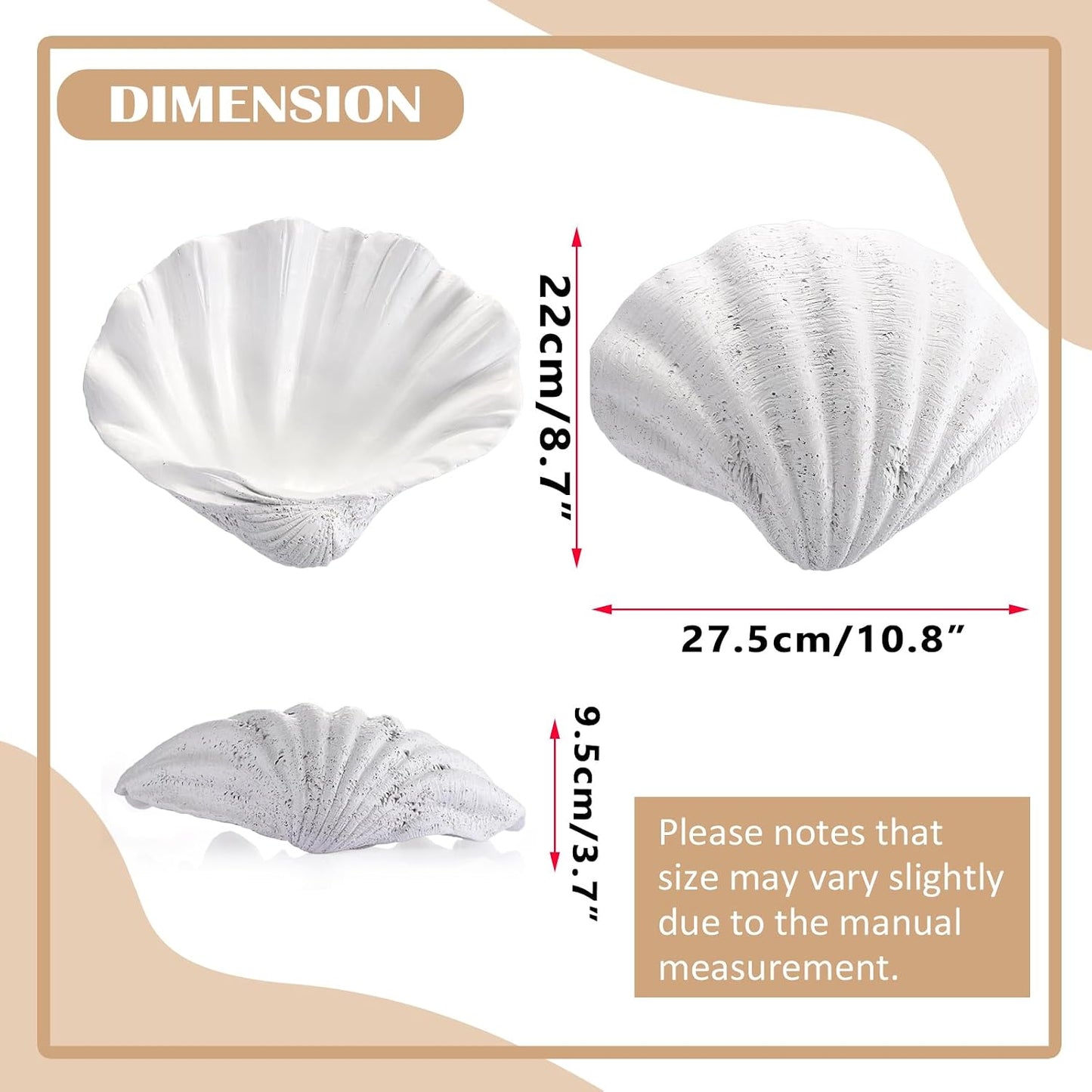 Resin Seashell Decorative Bowl / White / 9.8 x 8.3 x 3.5