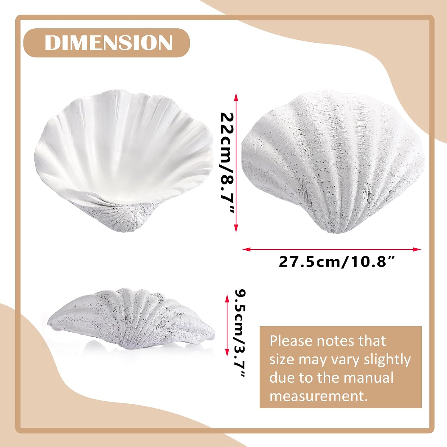 Resin Seashell Decorative Bowl / White / 9.8 x 8.3 x 3.5