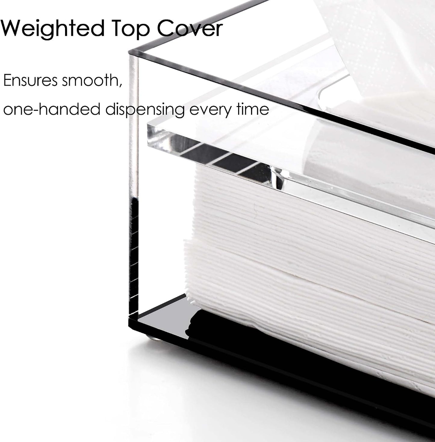 Clear Acrylic Facial Tissue Box Cover Holder / Clear+black