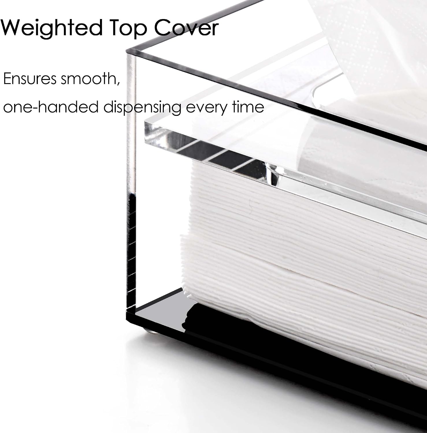 Clear Acrylic Facial Tissue Box Cover Holder / Clear+black