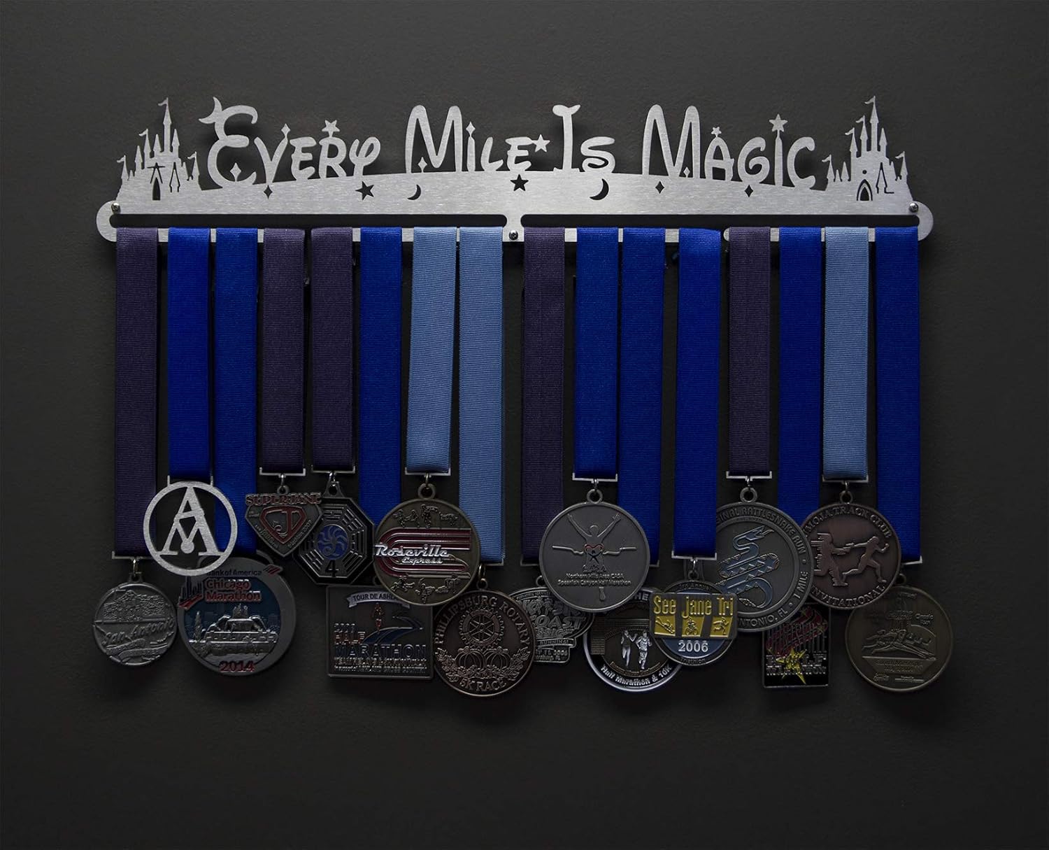 Allied Medal Hanger - Every Mile is Magic (18" Wide with 1 Hang bar) - Medal Hanger Holder Display Rack - Multiple