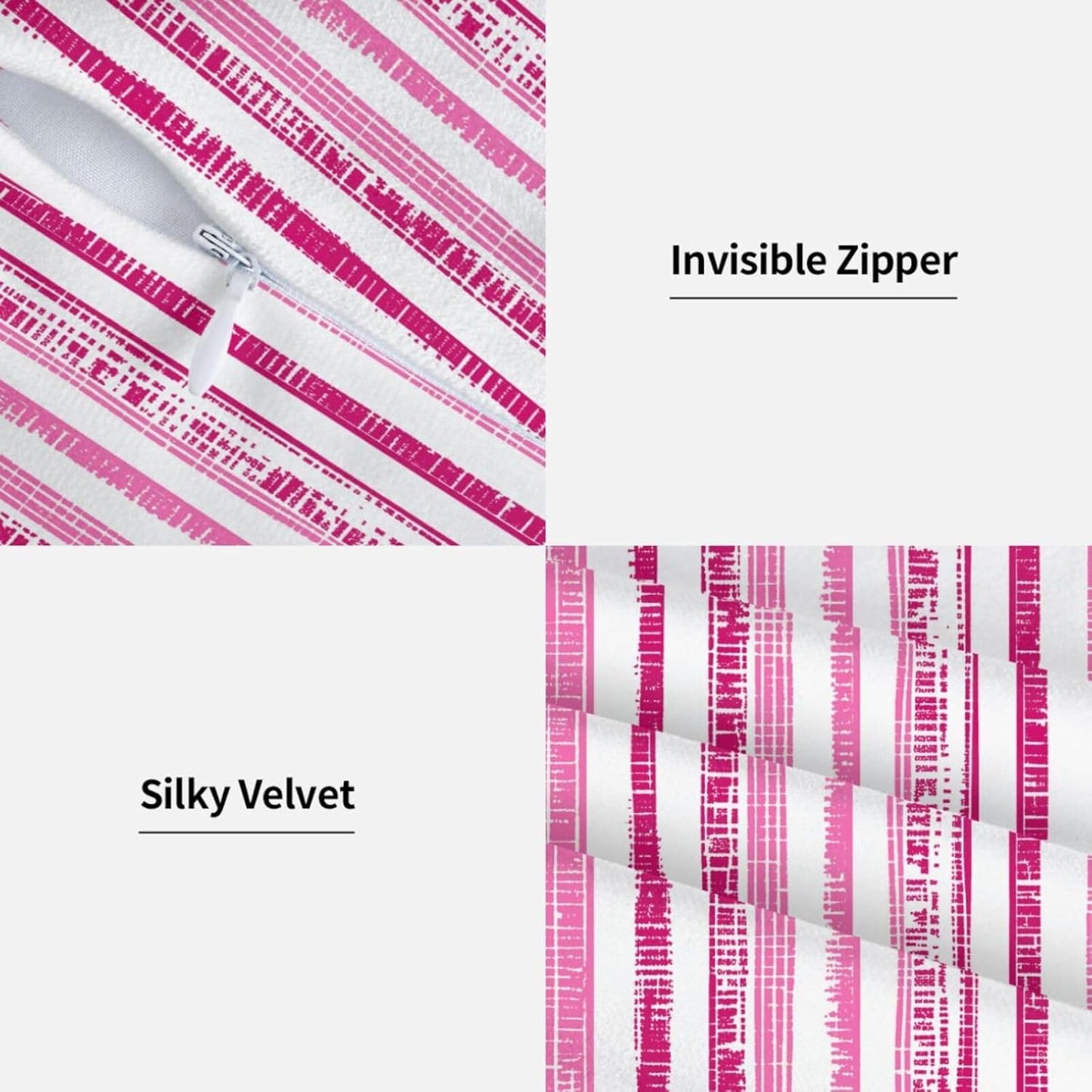 Boho Hot Pink White Striped Throw Pillow Covers Outdoor / 18 x 18 / Boho Hot Pink Striped / Set of 2