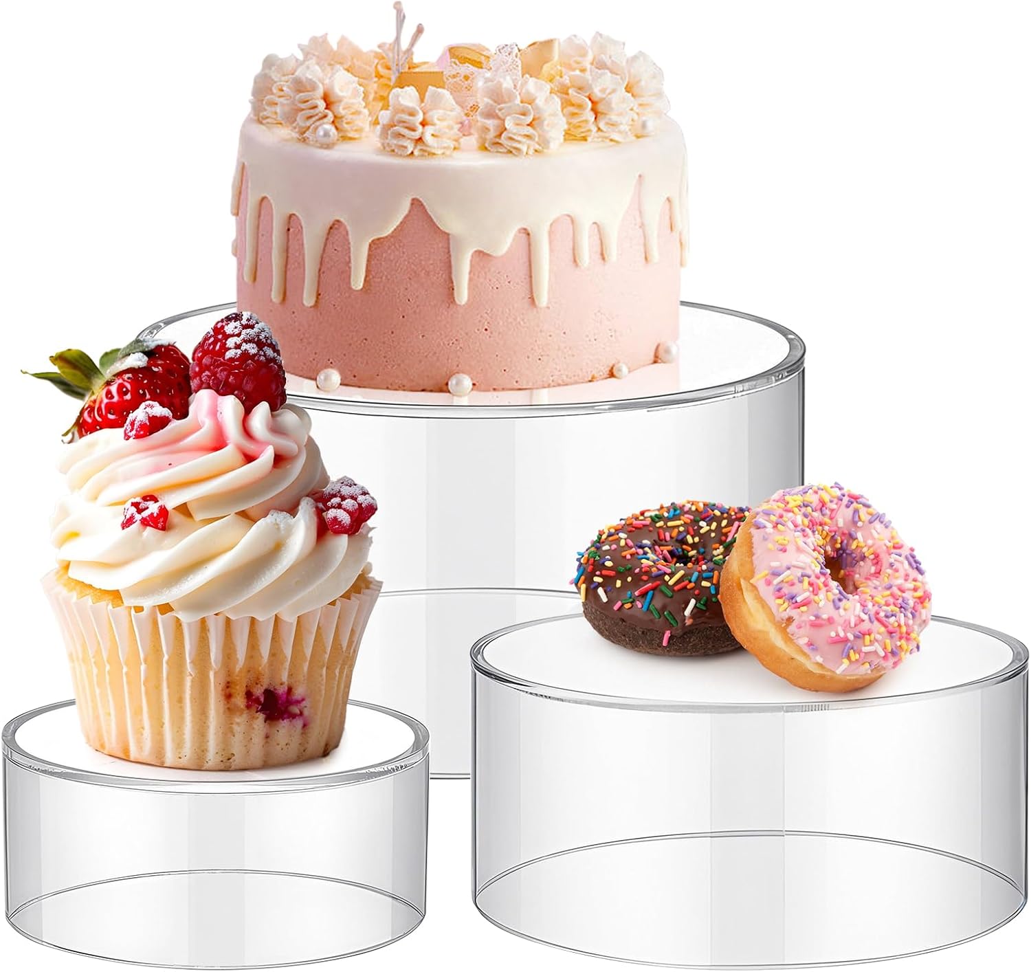 Round Acrylic Cylinder Display Stand / 3.5 Inch / Set of 3