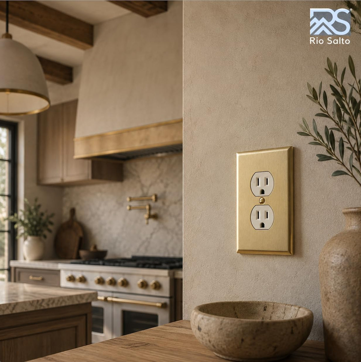Rio Salto BRASS Decorative Brushed Brass Gold Outlet Covers Duplex Outlet Cover Light Switch Cover Plate Receptacle