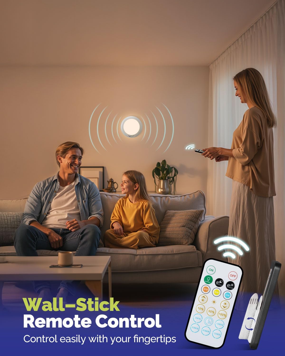 10000mAh Rechargeable LED Motion Sensor Ceiling Light with Remote | 7.09" Wireless Lights Waterproof Shower