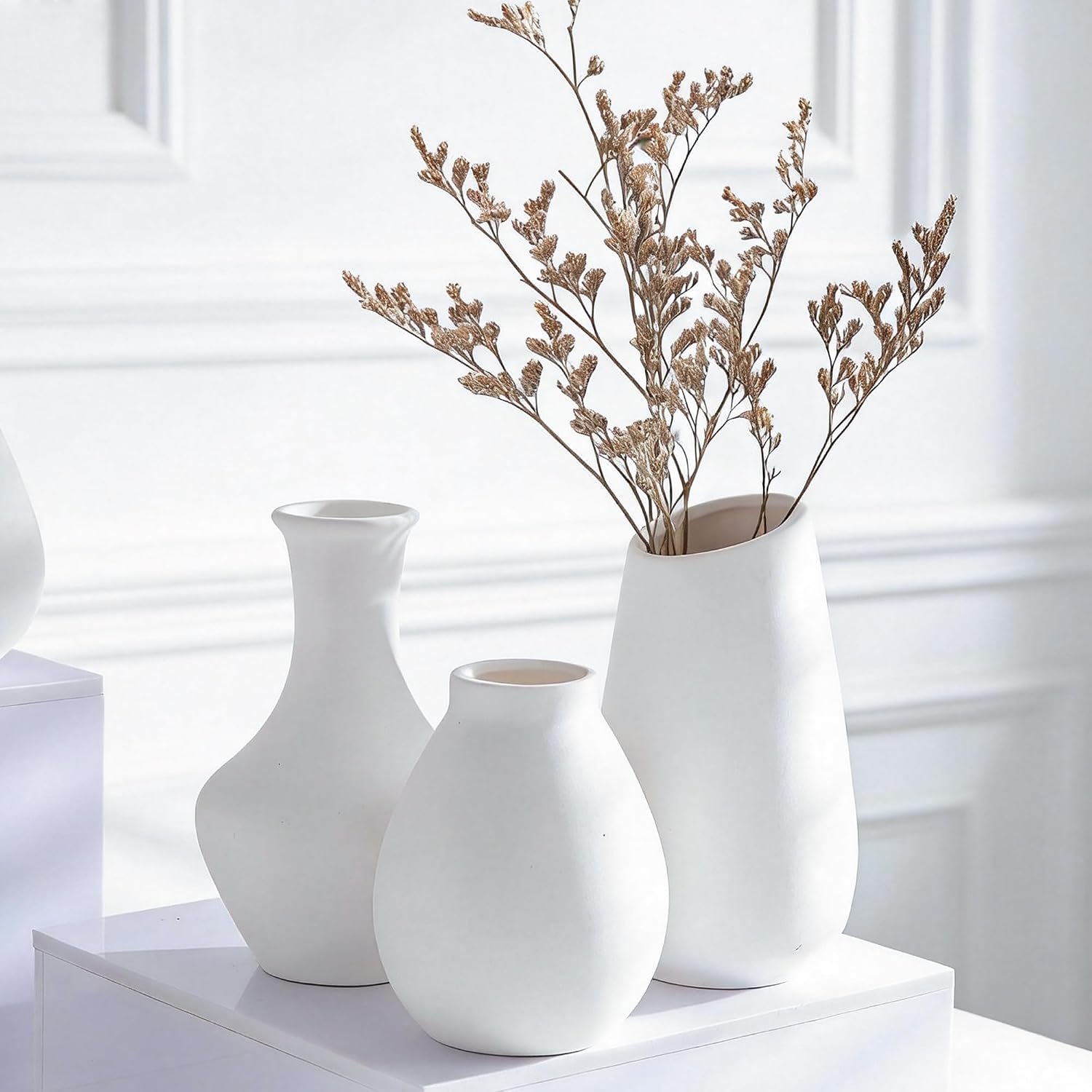 Small Ceramic Vase in Bulk / White Bud Vases / Set of 12