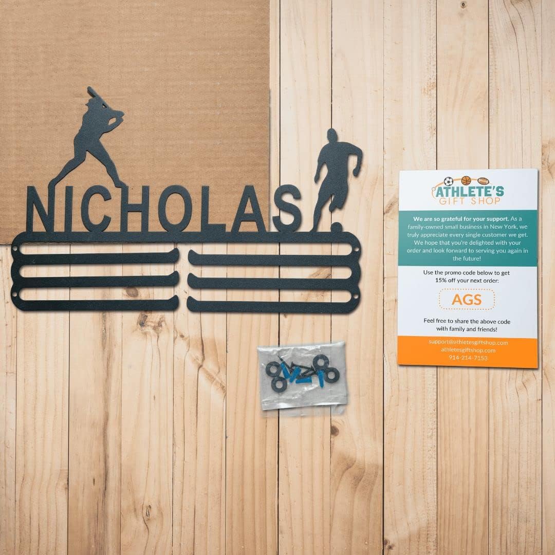 Athlete's Gift Shop Personalized Medal Display Hanger (Up to 2 Sports) - Durable Wall-Mounted Display for Awards