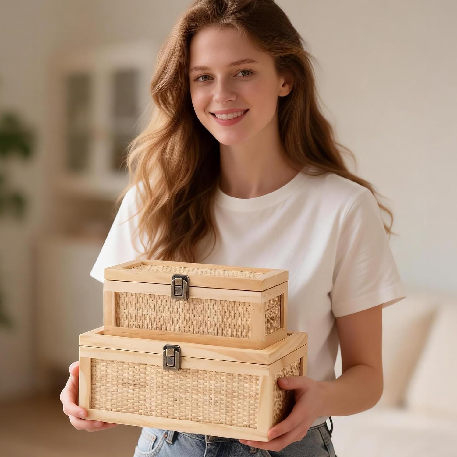 Rattan Decorative Boxes / Set of 2