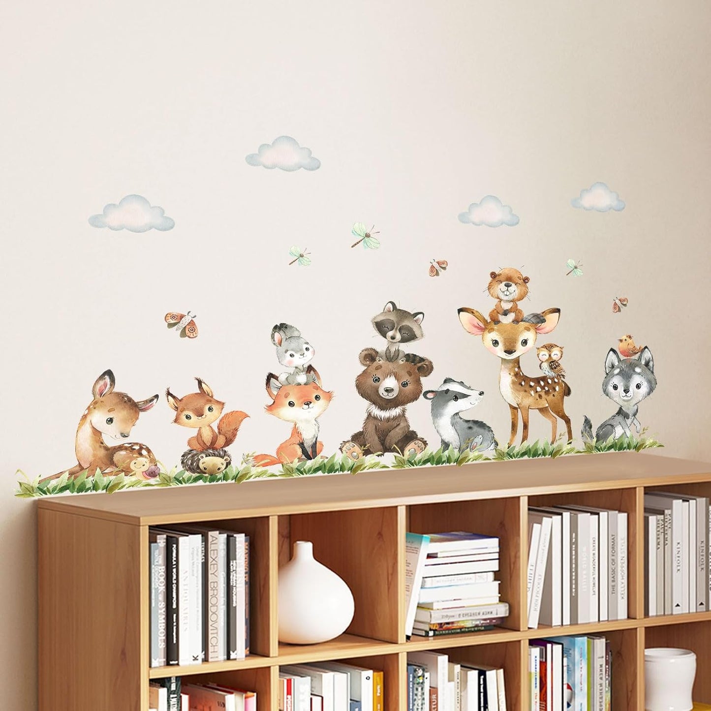 Jungle Animals Wall Stickers Forest Animal Wall Decals Fox Bear Giraffe Self-Adhesive / Animals B