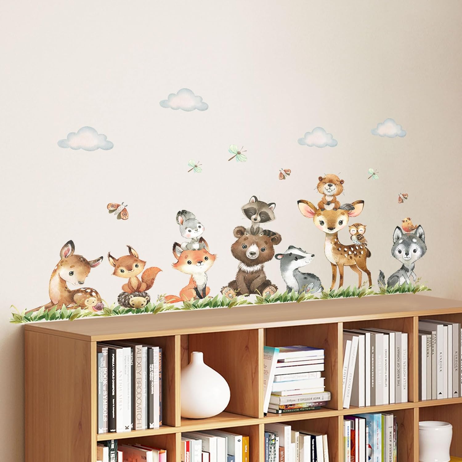 Jungle Animals Wall Stickers Forest Animal Wall Decals Fox Bear Giraffe Self-Adhesive / Animals B