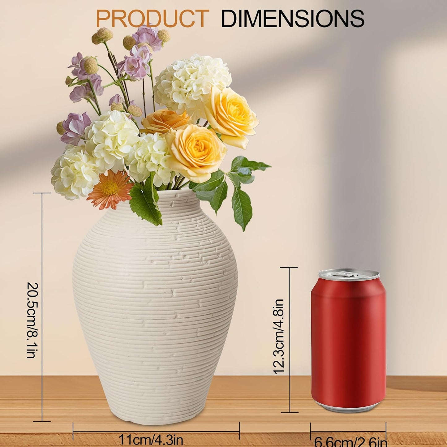 Ceramic Flower Vases / 8.1 Inch / Set of 2