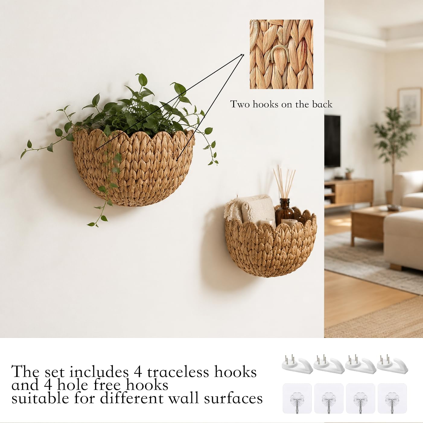 Boho Front Door Basket / Set of 2