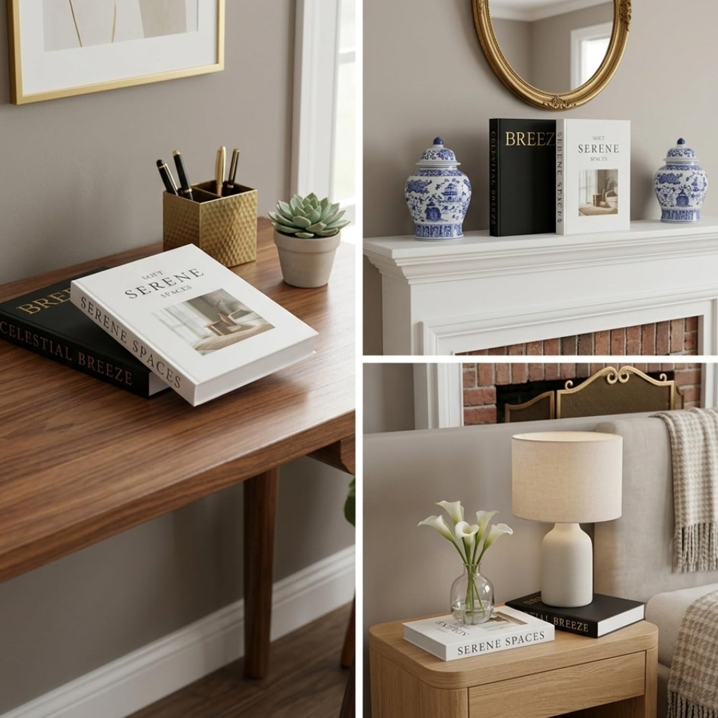 Decorative Books / Stackable Coffee Table / Deep Gray-white