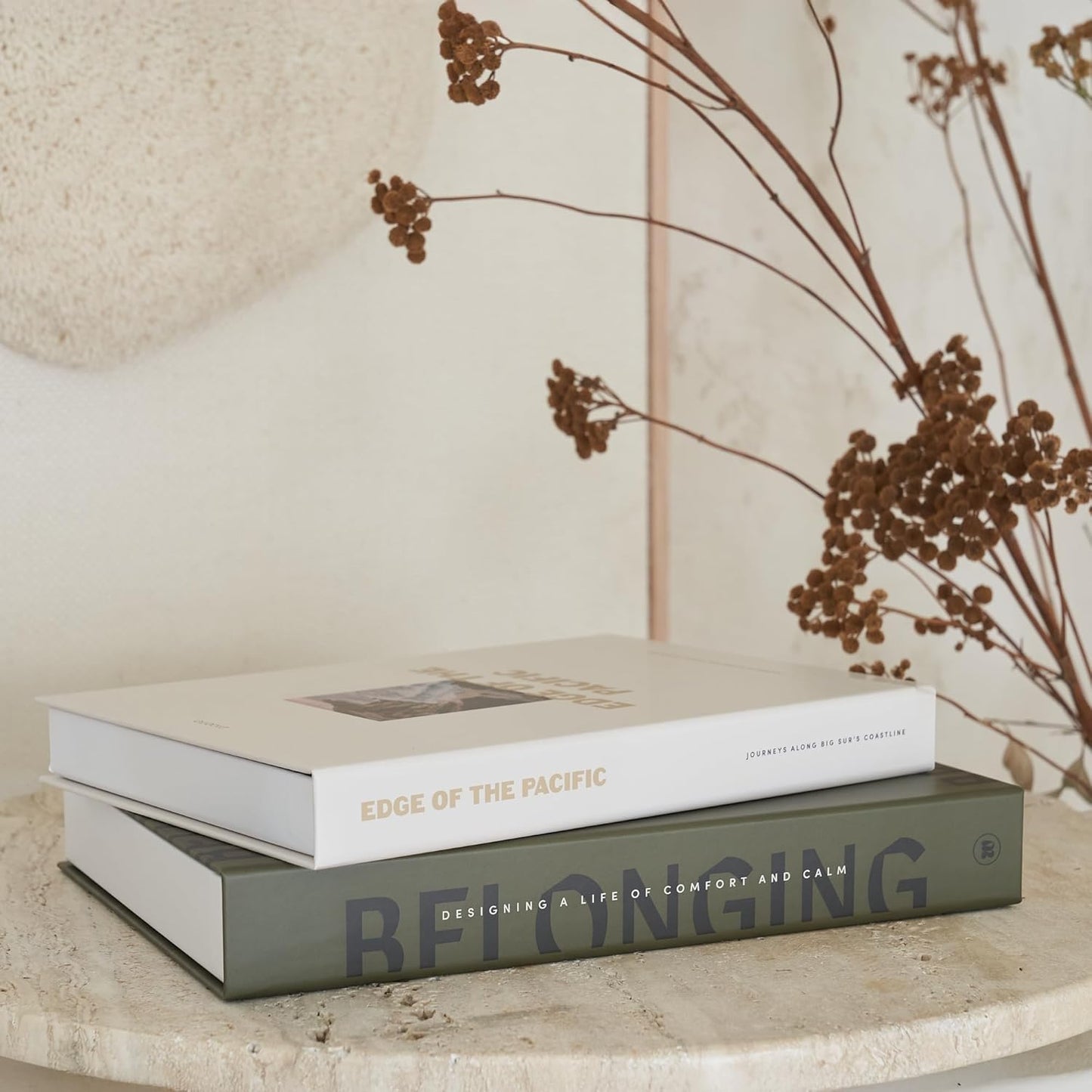 Decorative Books / Boxes Coffee Table / Olive & Cream / Set of 2