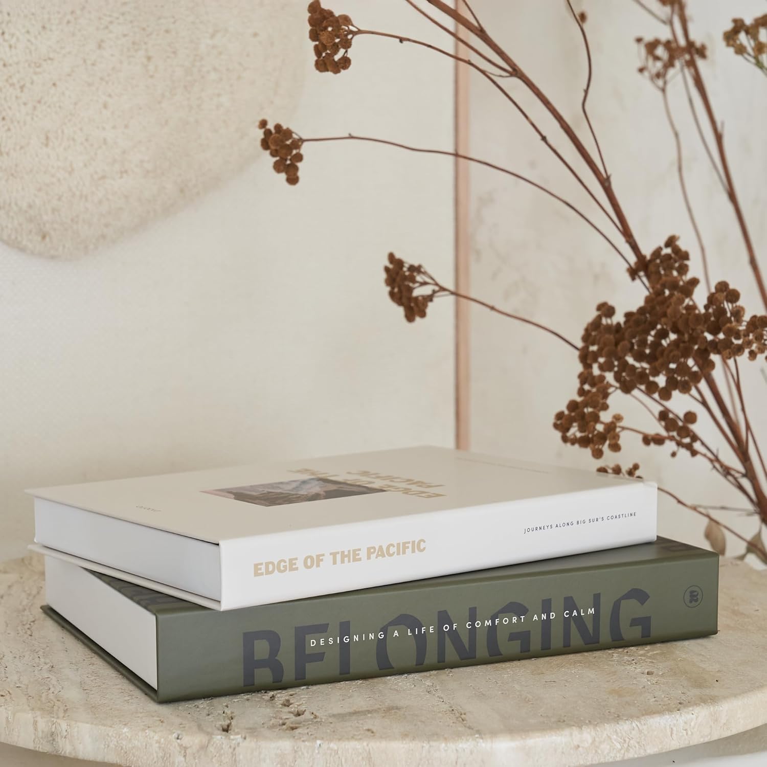 Decorative Books / Boxes Coffee Table / Olive & Cream / Set of 2