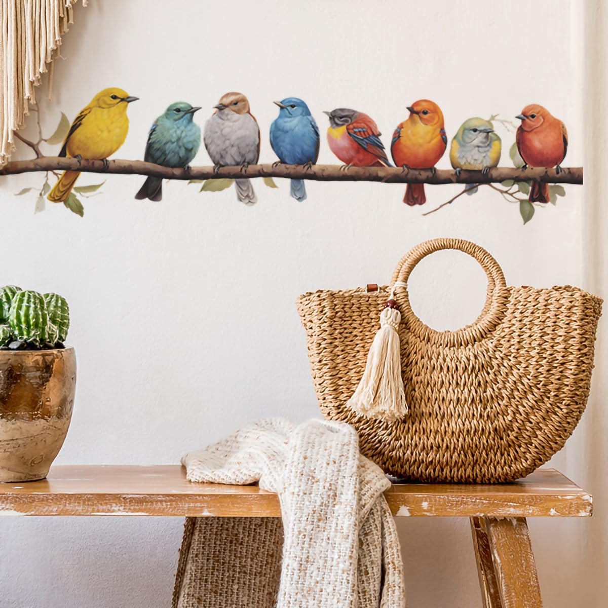 Birds on Branch Wall Decals Peel and Stick Birds Vinyl Wall Stickers / Watercolor / Set of 2