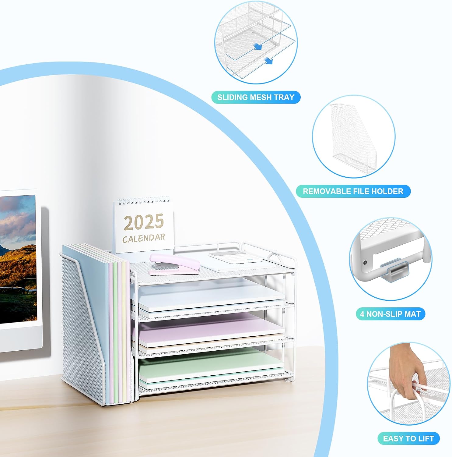 Spacrea Desk Organizers and Accessories, Paper Organizer for Desk with File organizer, Desk Accessories & Workspace