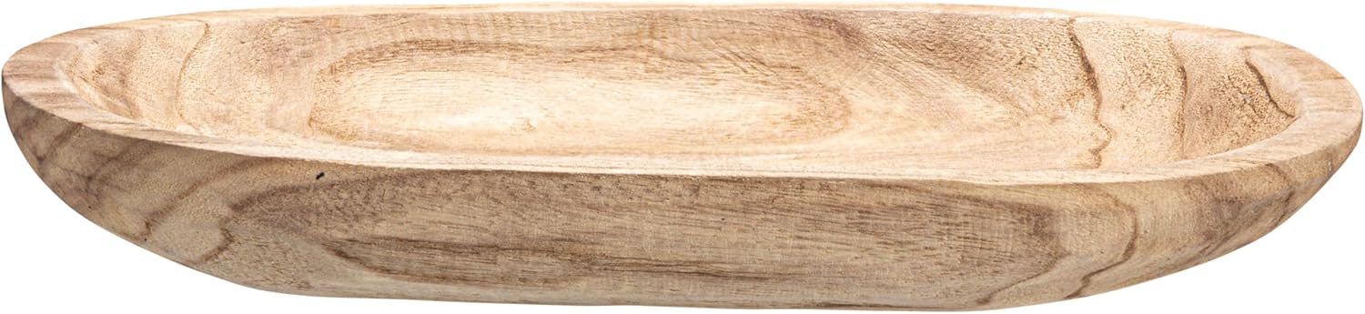 Hand-Carved Paulownia Wood Bowl / Charred Finish / Natural