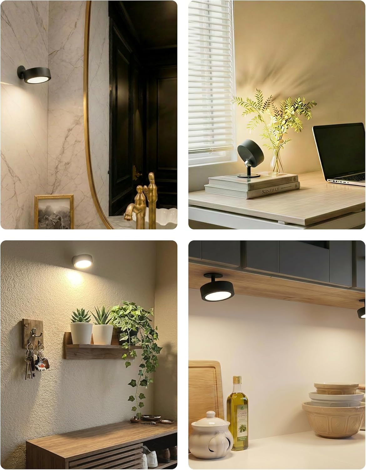 EZVALO LED Wall Mounted Light, 3000mAh Rechargeable Cordless Wall Sconce, Dimmable with Remote & Touch Control, 3 Color